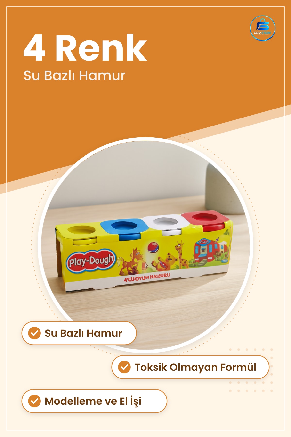 Oyun Hamuru Büyük Yumuşak Modelleme Seti 4 Renk Su Bazlı Toksik Olmayan Çocuk Eğitici Oyuncak