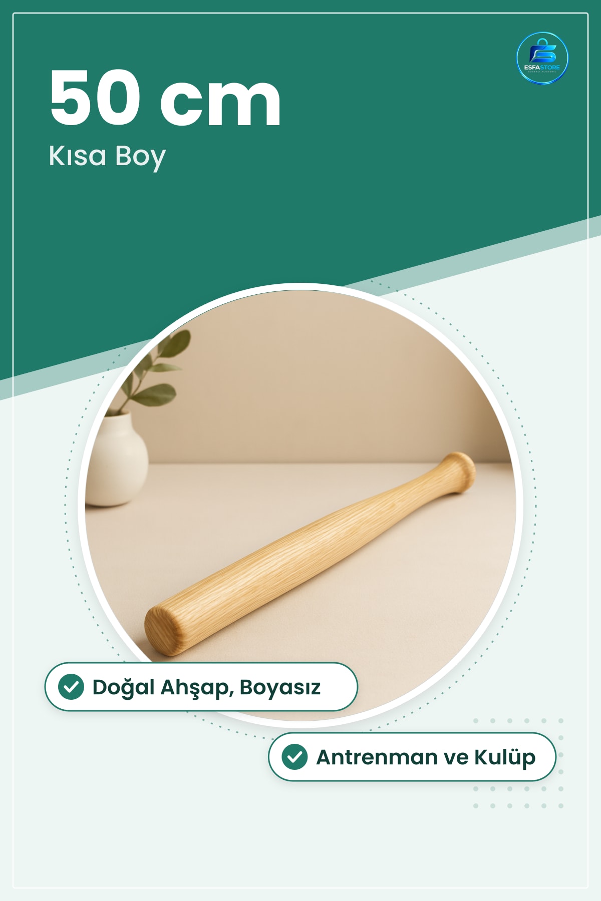 Beyzbol Sopası 50 cm Kısa Doğal Ahşap Antrenman Kulüp Eğitim Ekipmanı Pratik Kullanım