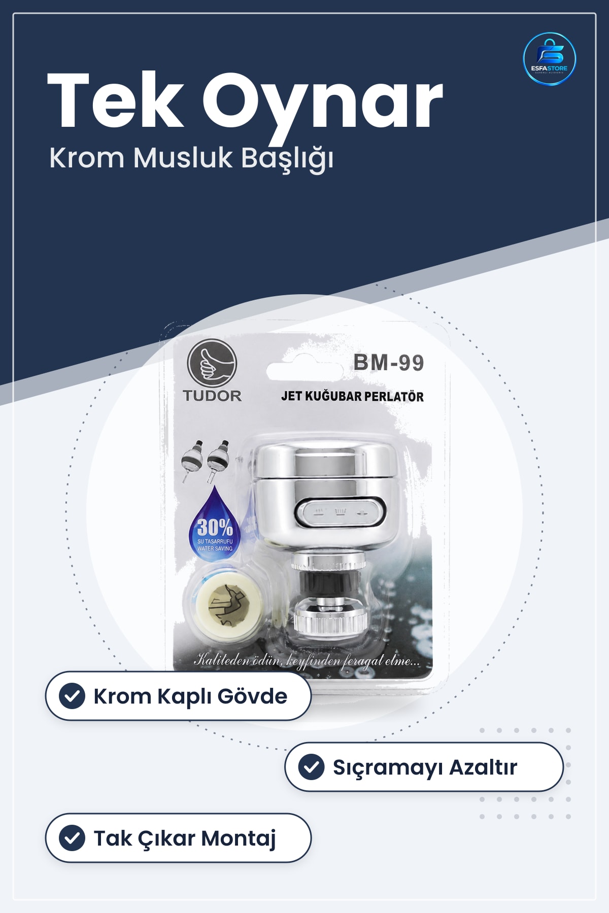 Musluk Başlığı Krom Batarya Ucu Perlatör Tek Oynar Mutfak Banyo Bataryası İçin Su Akış Düzenleyici