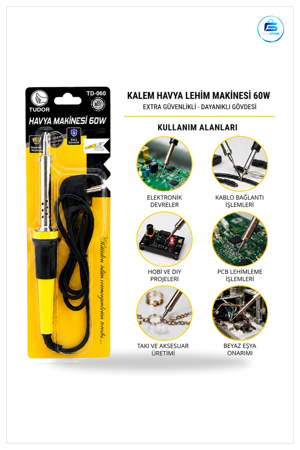 Kalem Havya 60W 220V Lehim Makinesi Elektronik Devre Hobi Tamir Lehimleme Aleti Metal Uçlu