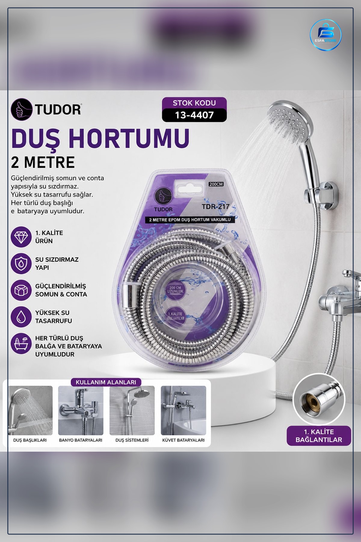 Duş Hortumu 200 cm Esnek Paslanmaz Krom Spiral Banyo Aksesuarı Su Sızdırmaz Hijyenik Bağlantı
