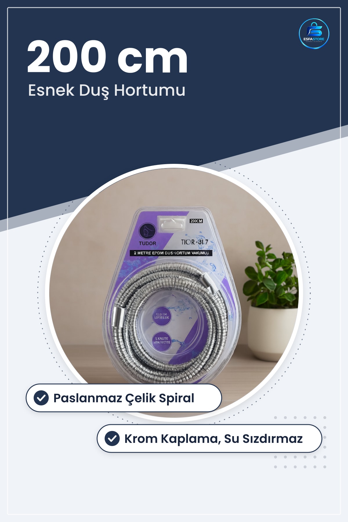 Duş Hortumu 200 cm Esnek Paslanmaz Krom Spiral Banyo Aksesuarı Su Sızdırmaz Hijyenik Bağlantı