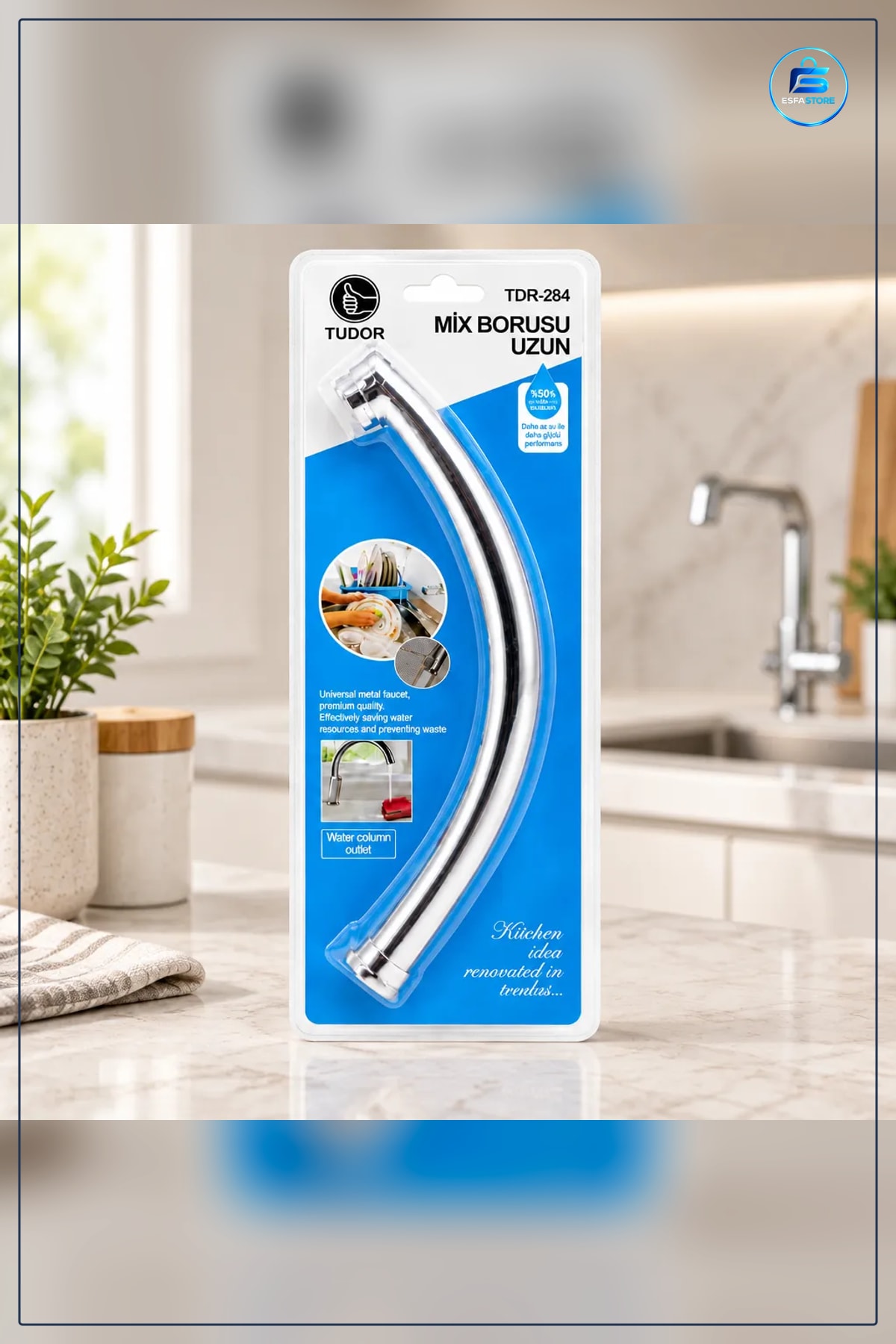Musluk Başlığı Uzun Mix Batarya Borusu Evye ve Lavabo Krom Süzügeli Uç Vakumlu Mutfak Banyo