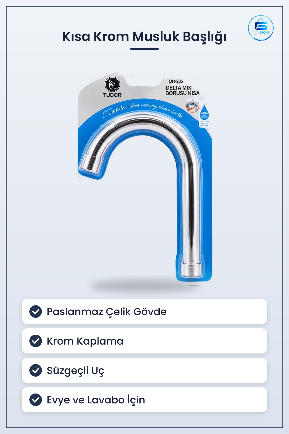 Kısa Krom Musluk Başlığı Evye Lavabo Batarya Borusu Süzgeçli Uç Delta Mix Vakumlu Mutfak Banyo