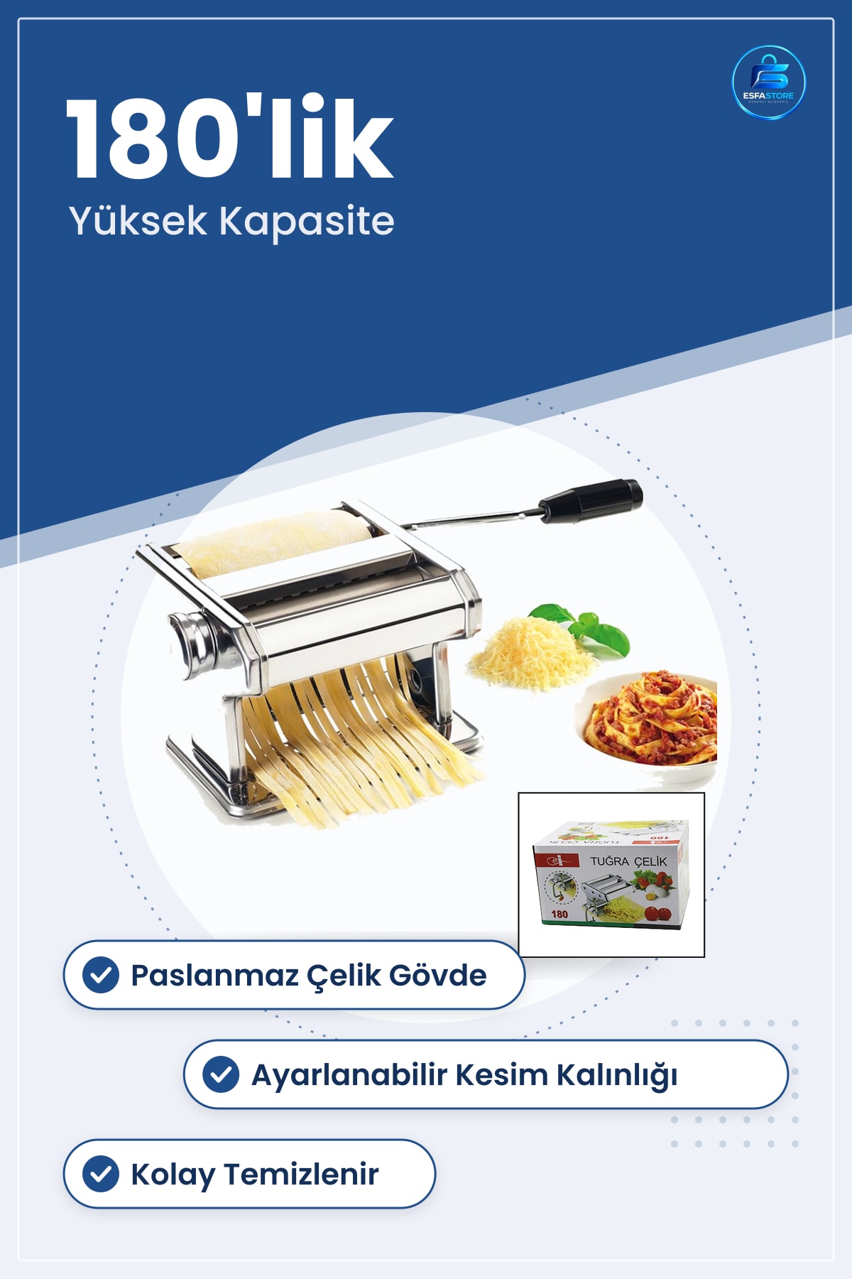 Erişte Makinesi Büyük 'lik Paslanmaz Çelik Manuel Makarna Hamur Açma Mutfak Ev Restoran