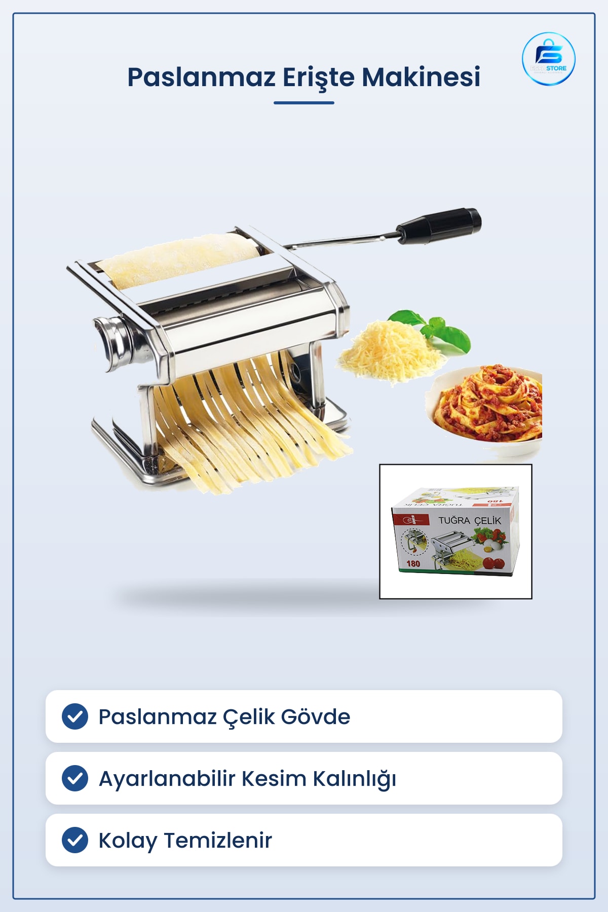 Erişte Makinesi Büyük 'lik Paslanmaz Çelik Manuel Makarna Hamur Açma Mutfak Ev Restoran