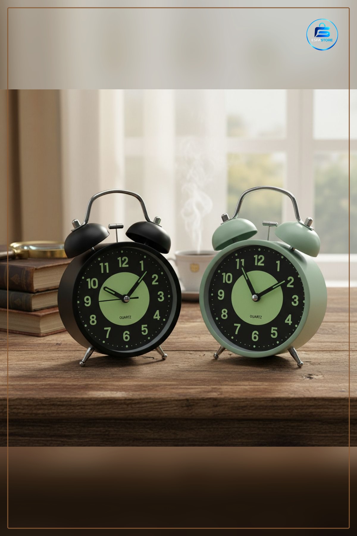 Masa Çalar Saat Twin Bell Metal Kasalı 11 cm Pilli Işıklı Fosforlu Çift Çanlı Alarm