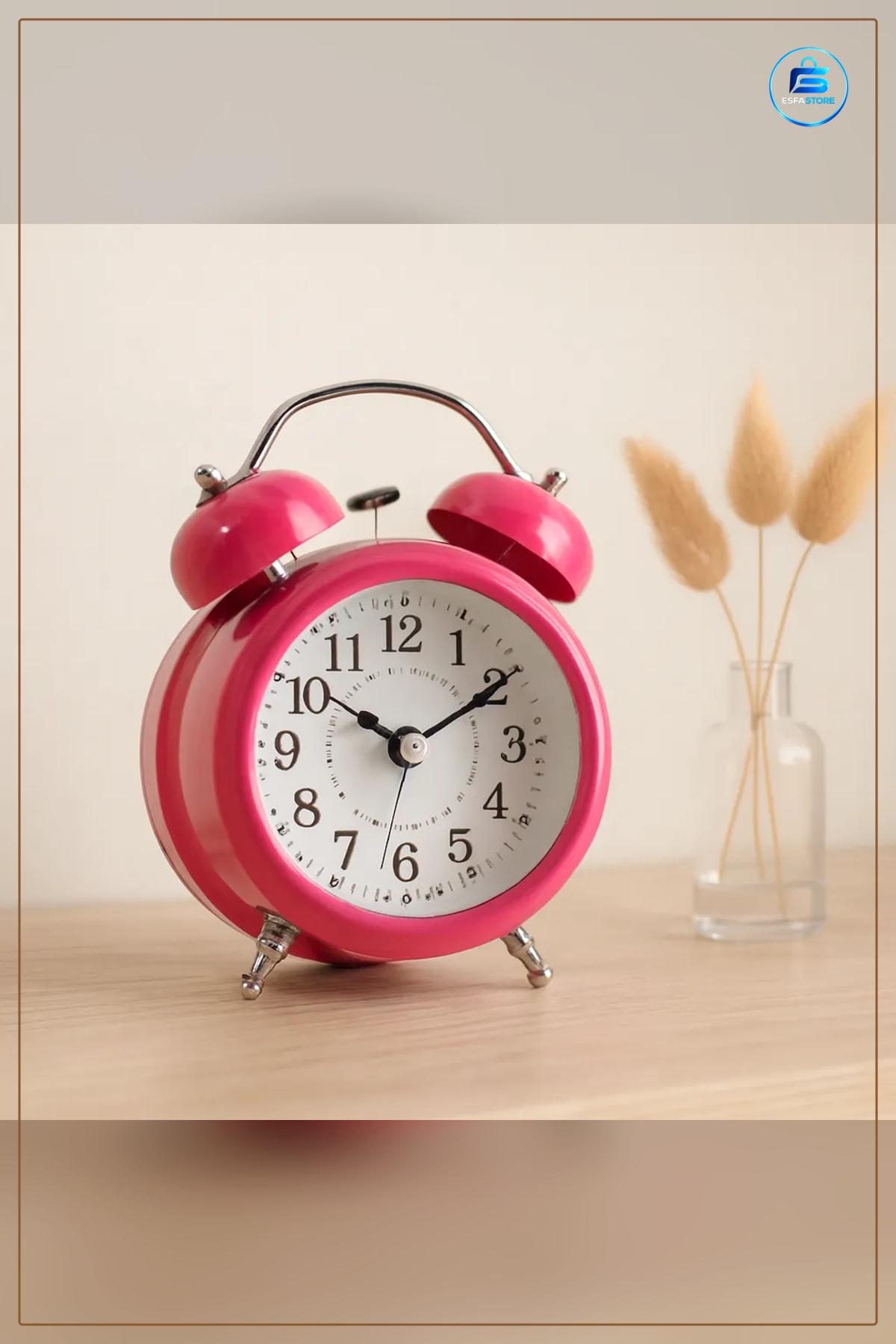 Masa Çalar Saat Yuvarlak Metal Kasalı Pilli Işıklı 8 cm Klasik Twin Bell Alarm Dekoratif