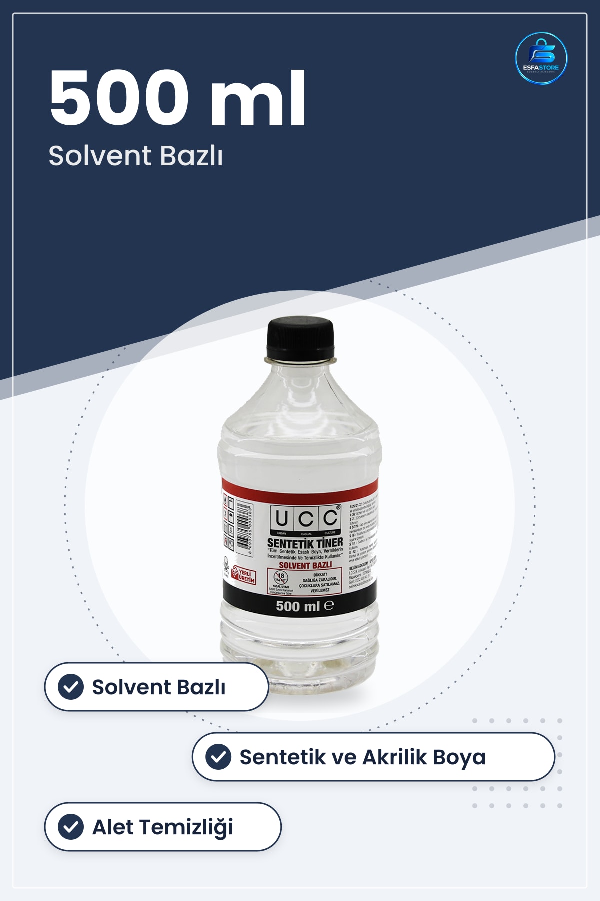 Sentetik Tiner 500 ml Solvent Bazlı Boya İnceltici ve Çözücü Yağ Reçine Kalıntı Temizleyici