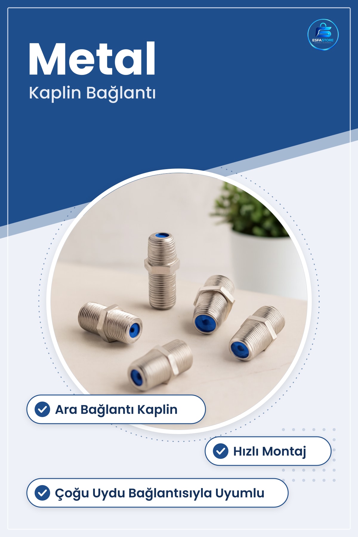 Uydu Konnektörü Birleştirici Metal Anten Kablo Uzatma Ara Bağlantı Kaplin Dayanıklı Ev Ofis