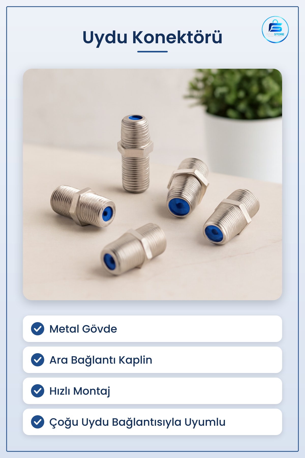 Uydu Konnektörü Birleştirici Metal Anten Kablo Uzatma Ara Bağlantı Kaplin Dayanıklı Ev Ofis