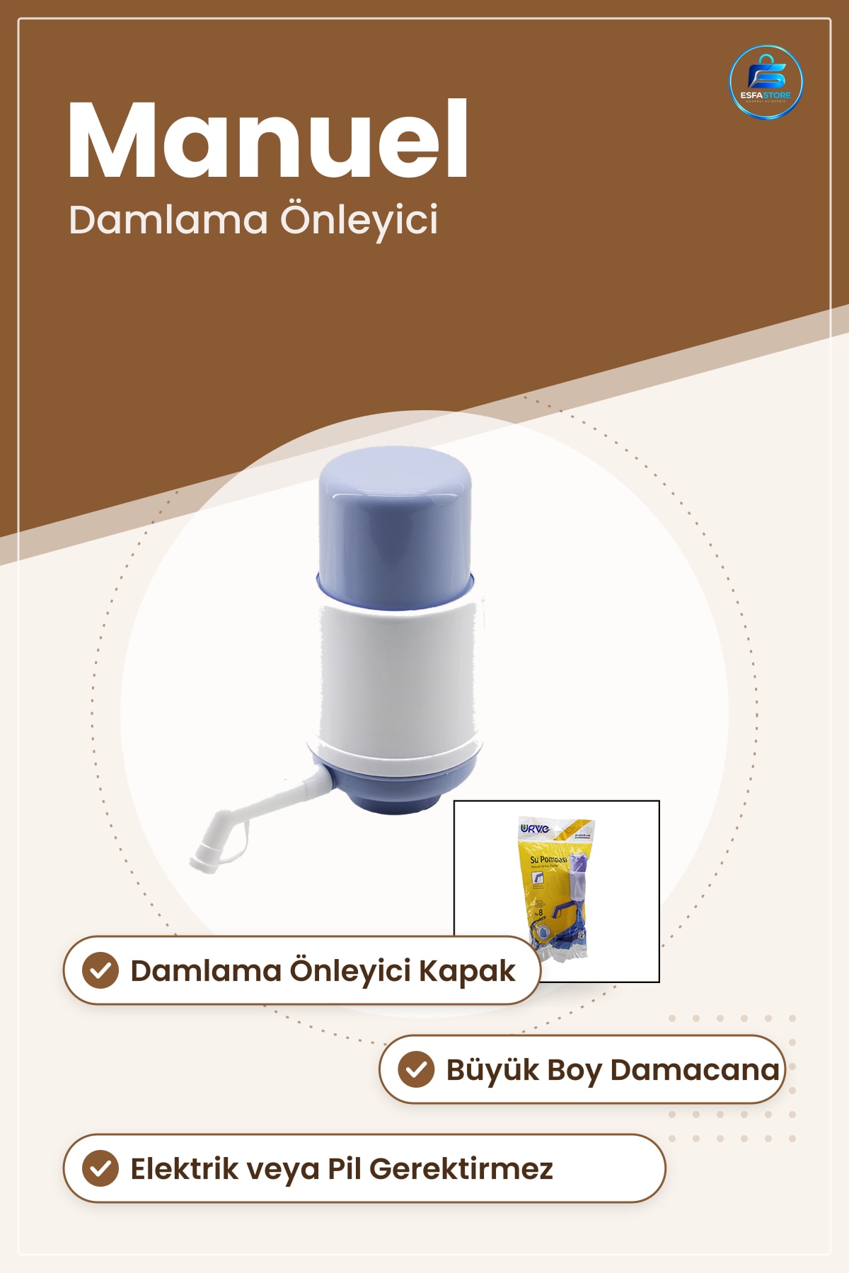 Damacana Pompası Büyük Boy Manuel Damlama Önleyici Taşınabilir Su Dağıtım Aparatı Ev Ofis