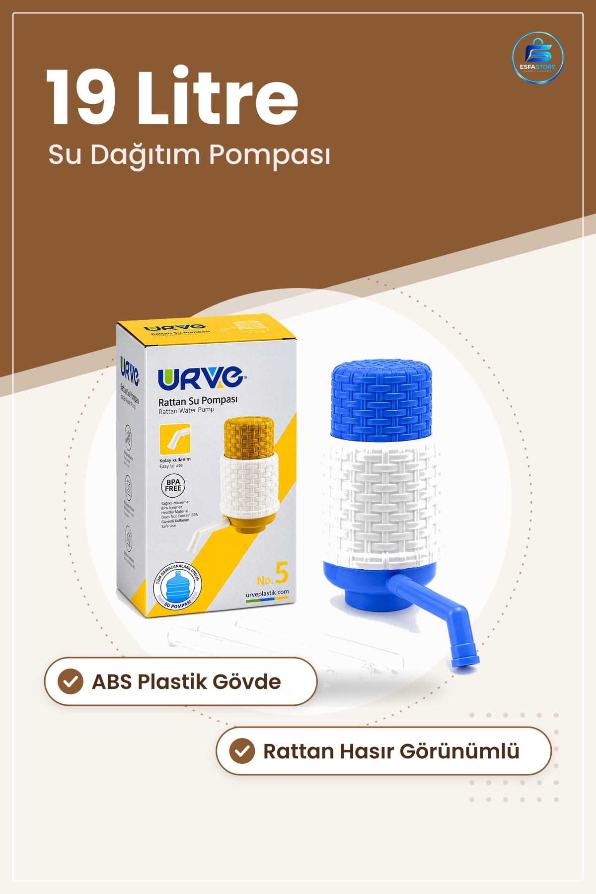 Damacana Pompası No.5 Hasırlı Su Dağıtım Litrelik Damacanalar İçin ABS Plastik Ev Ofis