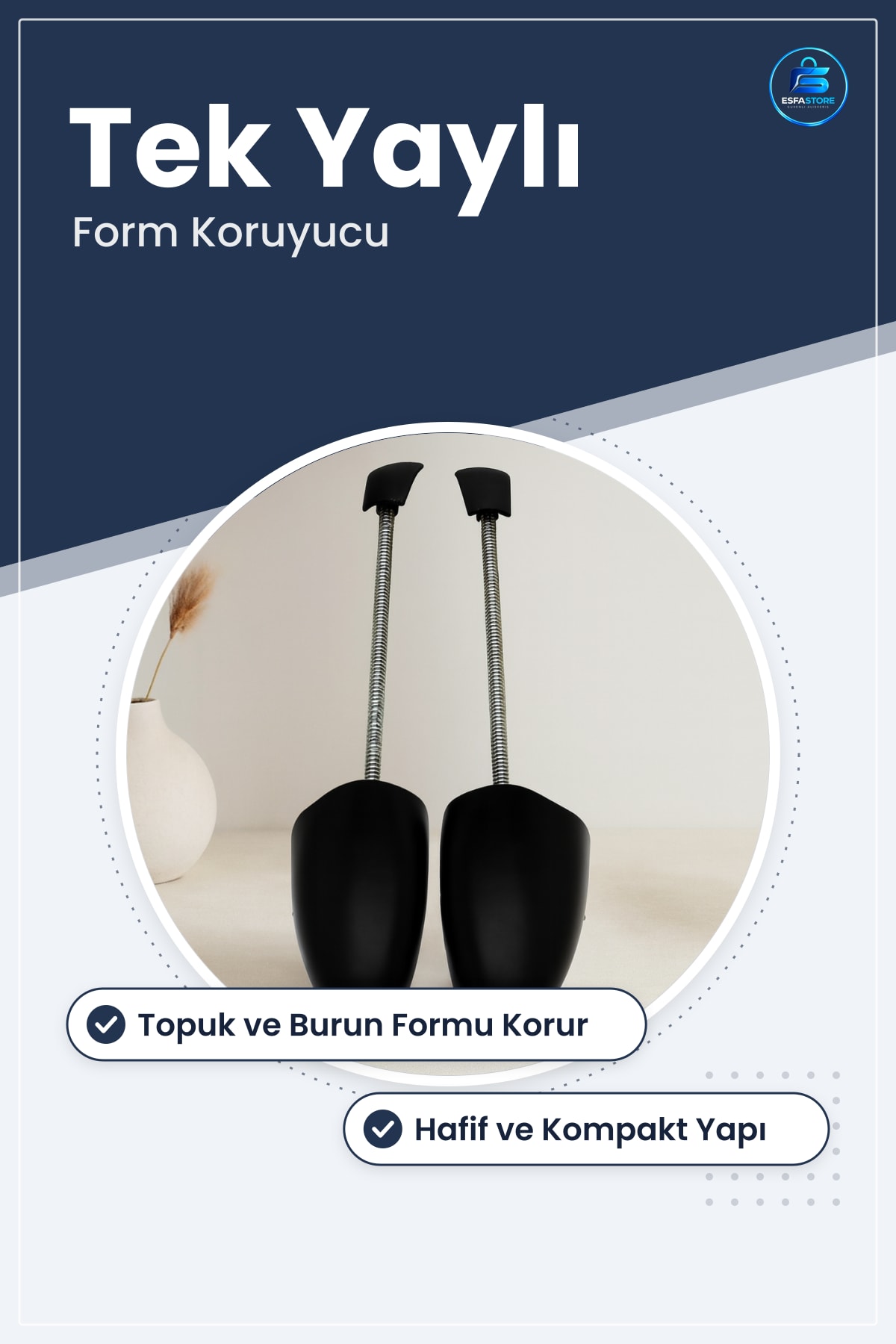 Ayakkabı Kalıbı Tek Yaylı Metal Mekanizmalı Form Koruyucu Plastik Kalıp Siyah Bakım Aracı