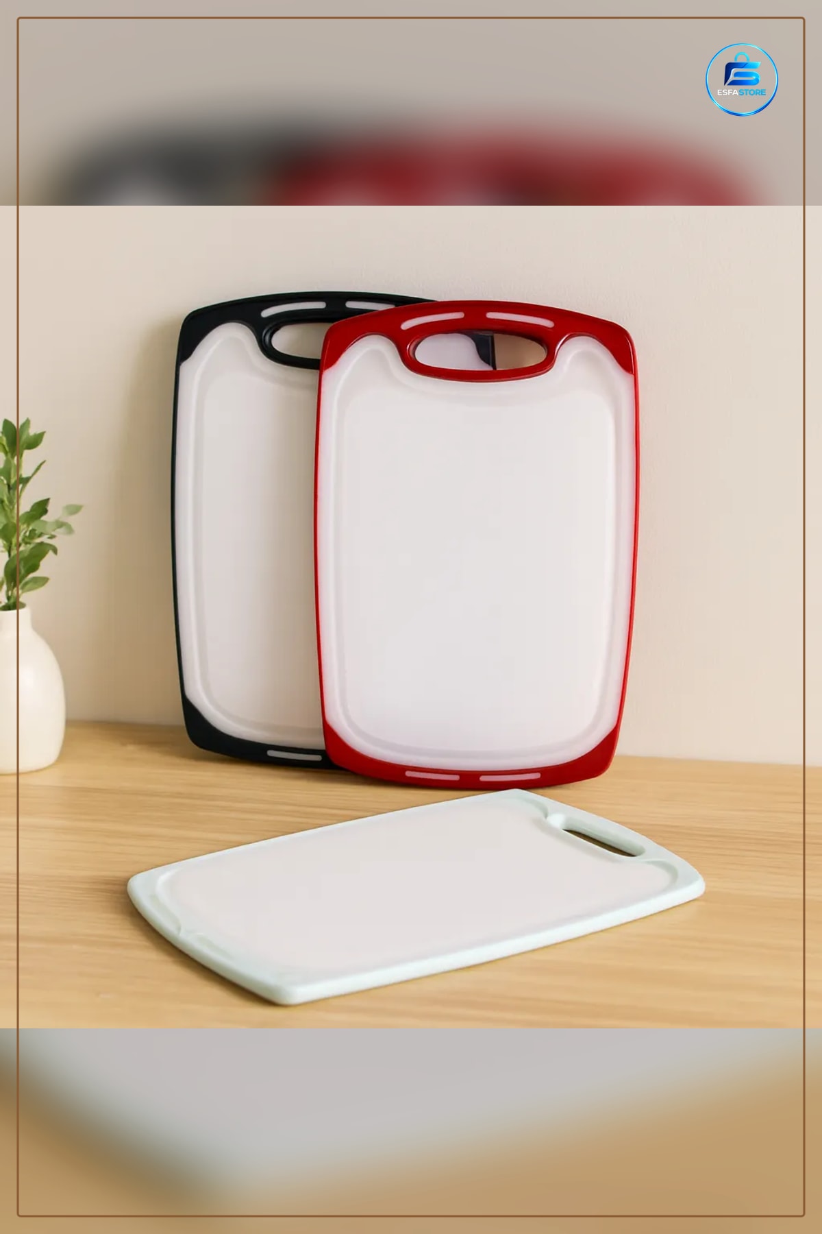 Kesme Tahtası Kesim Panosu 31x20 cm Plastik Kaymaz Silikon Kenarlı 10 mm Mutfak Hijyenik