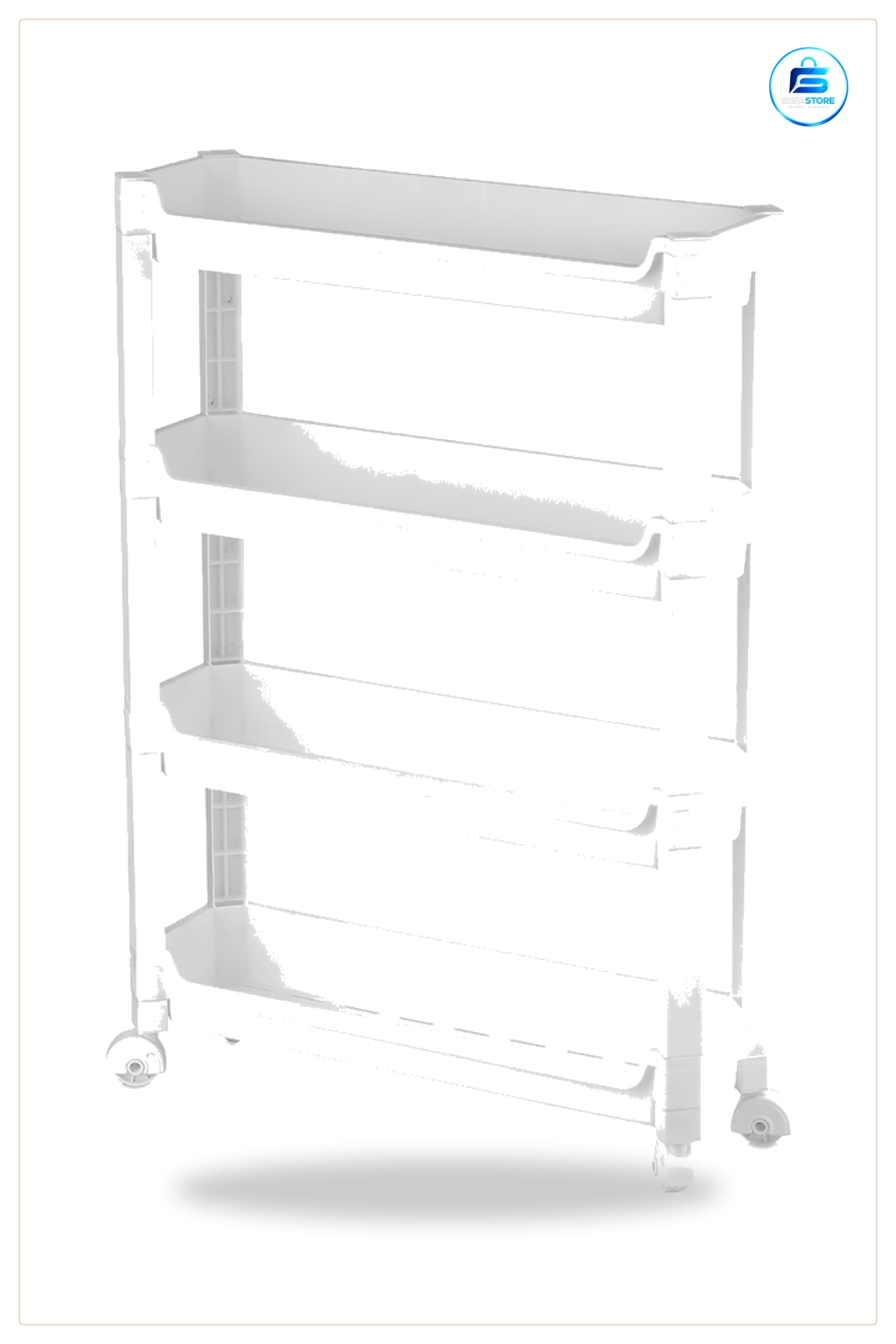 Sepet 4 Katlı Tekerlekli Organizer Raf 465x145x670mm Mutfak Banyo Çamaşır Odası İçin Depolama