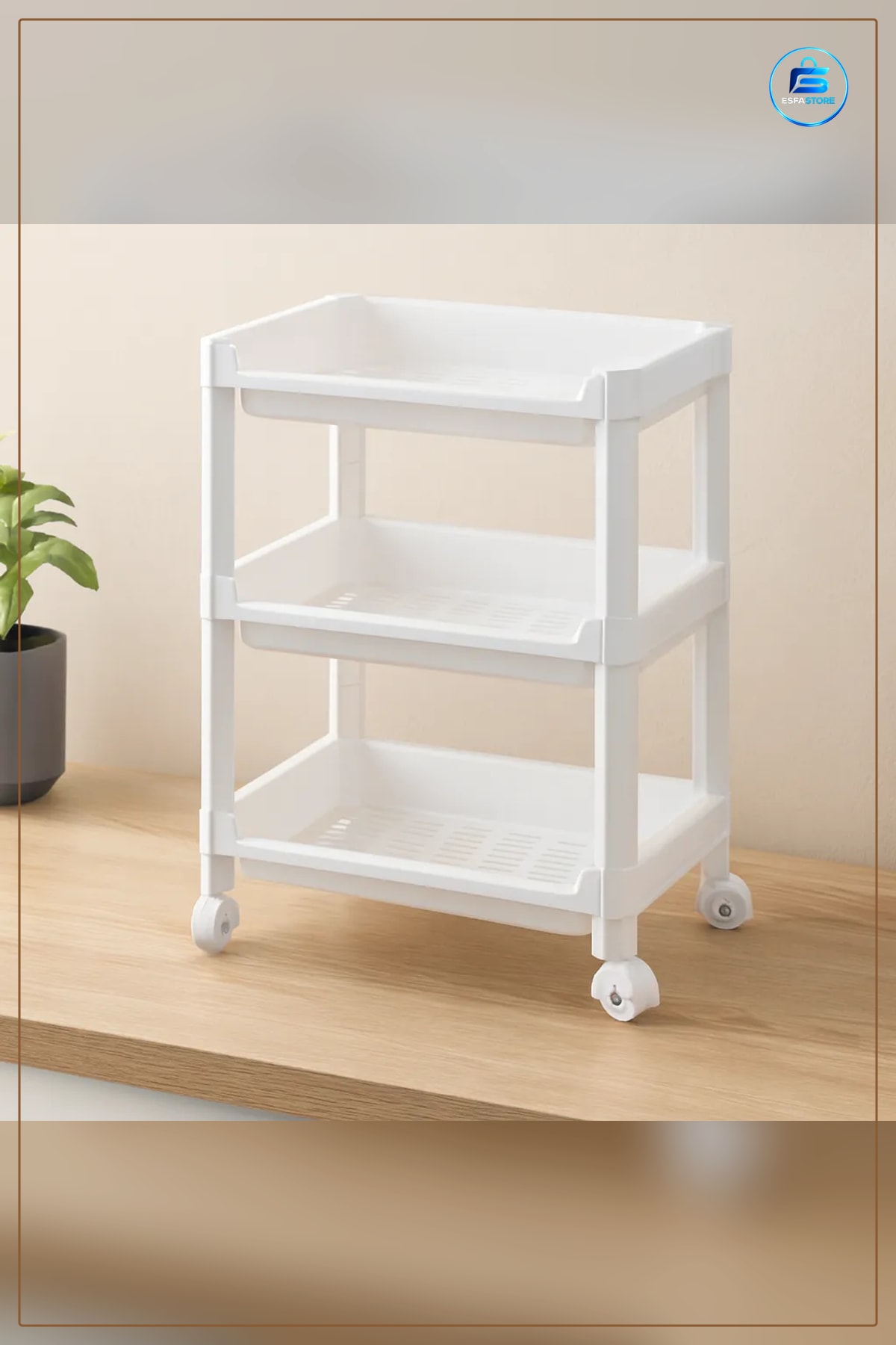 Sepet Organizer Raf 3 Katlı Tekerlekli 352x220x480 mm Mutfak Banyo Çocuk Odası Düzenleyici Ofis