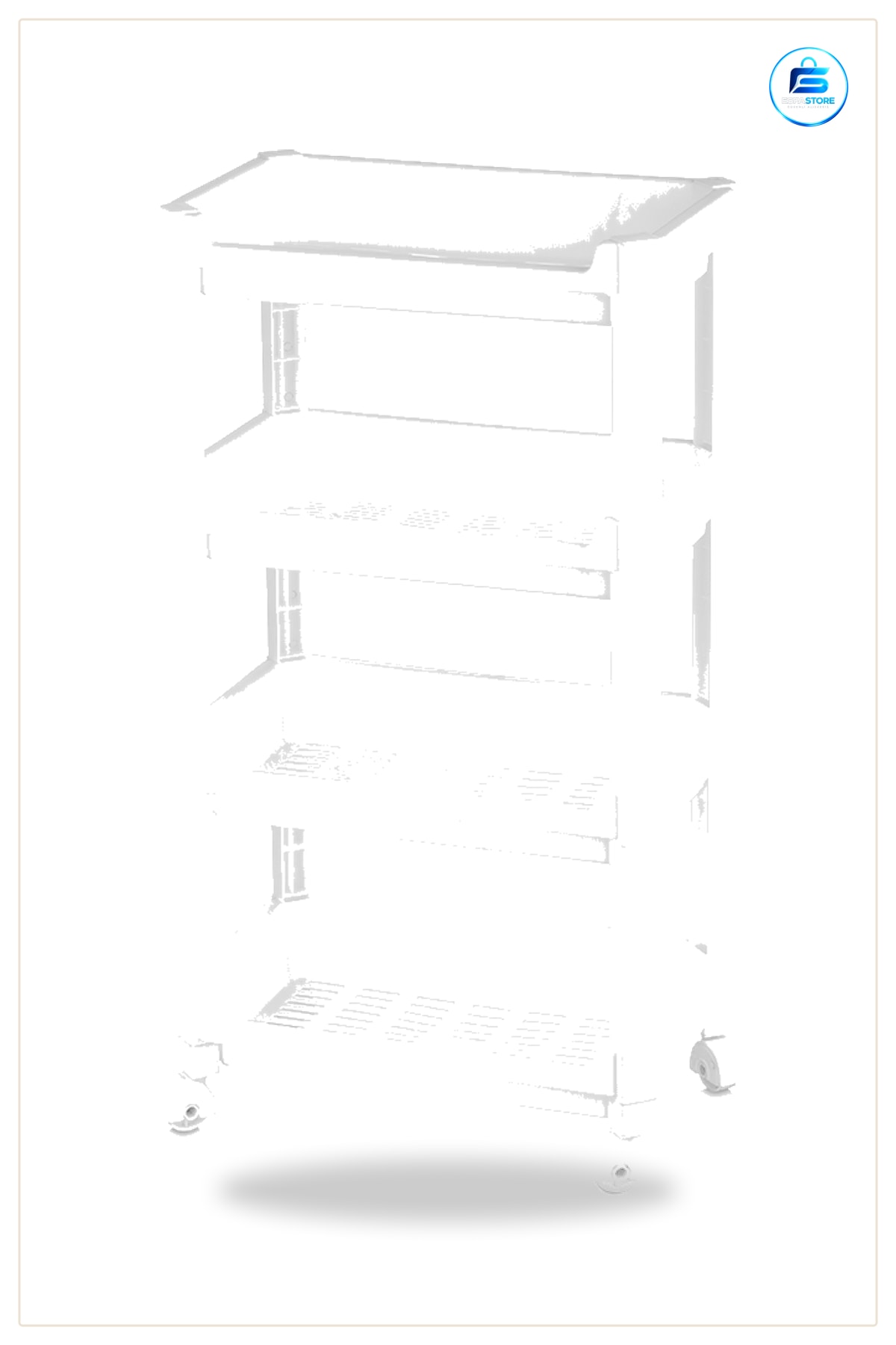 4 Katlı Tekerlekli Plastik Sepet Organizer 355x220x670 mm Mutfak Banyo Çamaşır Odası Raf