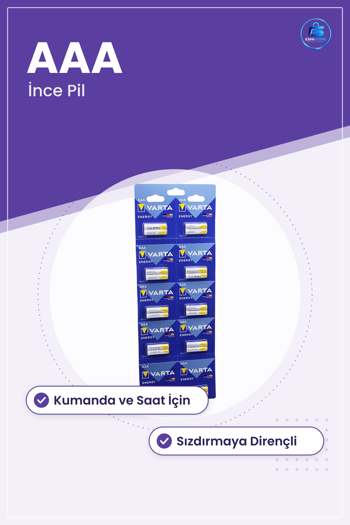 İnce Alkalin Pil AAA Uzaktan Kumanda Saat Oyuncak El Feneri Taşınabilir Sızdırmaya Dirençli