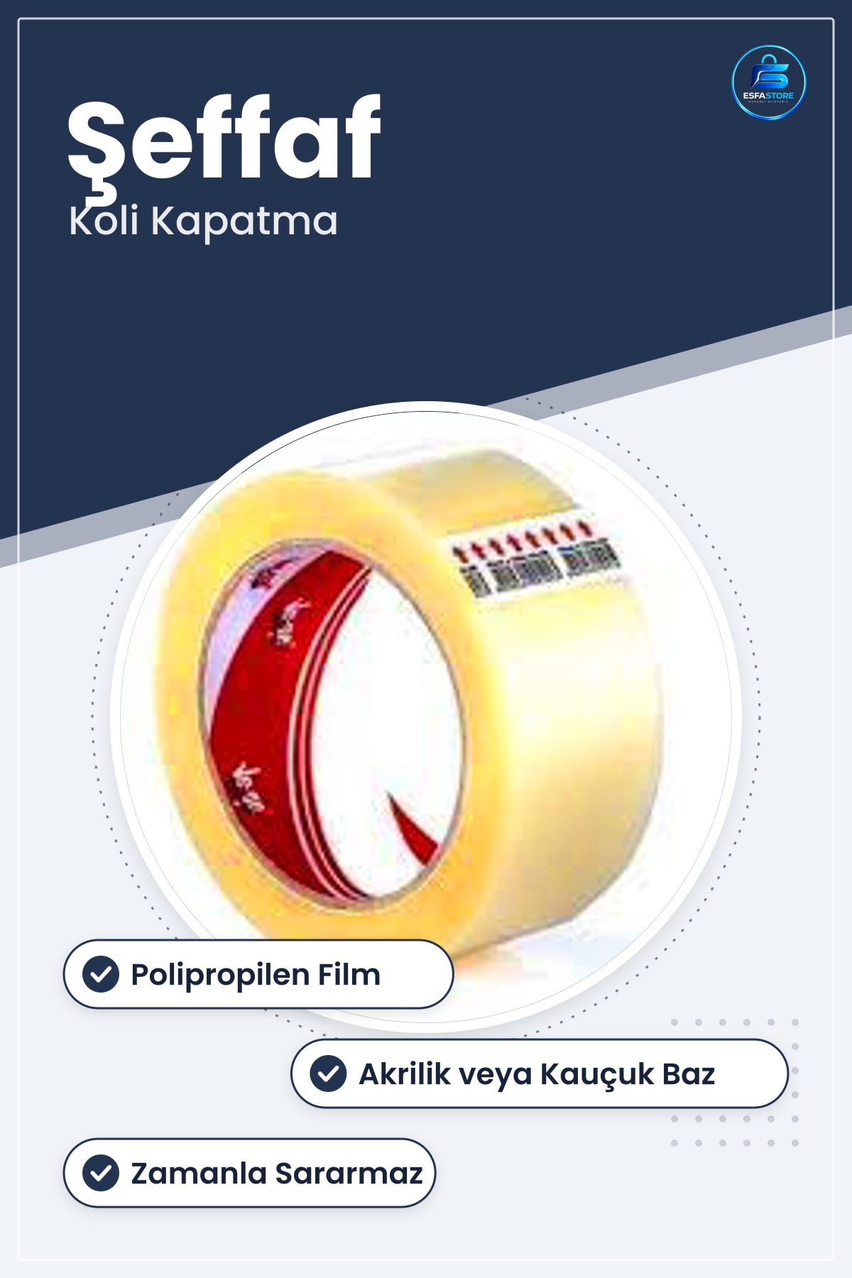 Şeffaf Koli Bandı Ambalaj Kutu Kapatma Ev Ofis Depo Paketleme Dayanıklı Yapışkanlı Bant