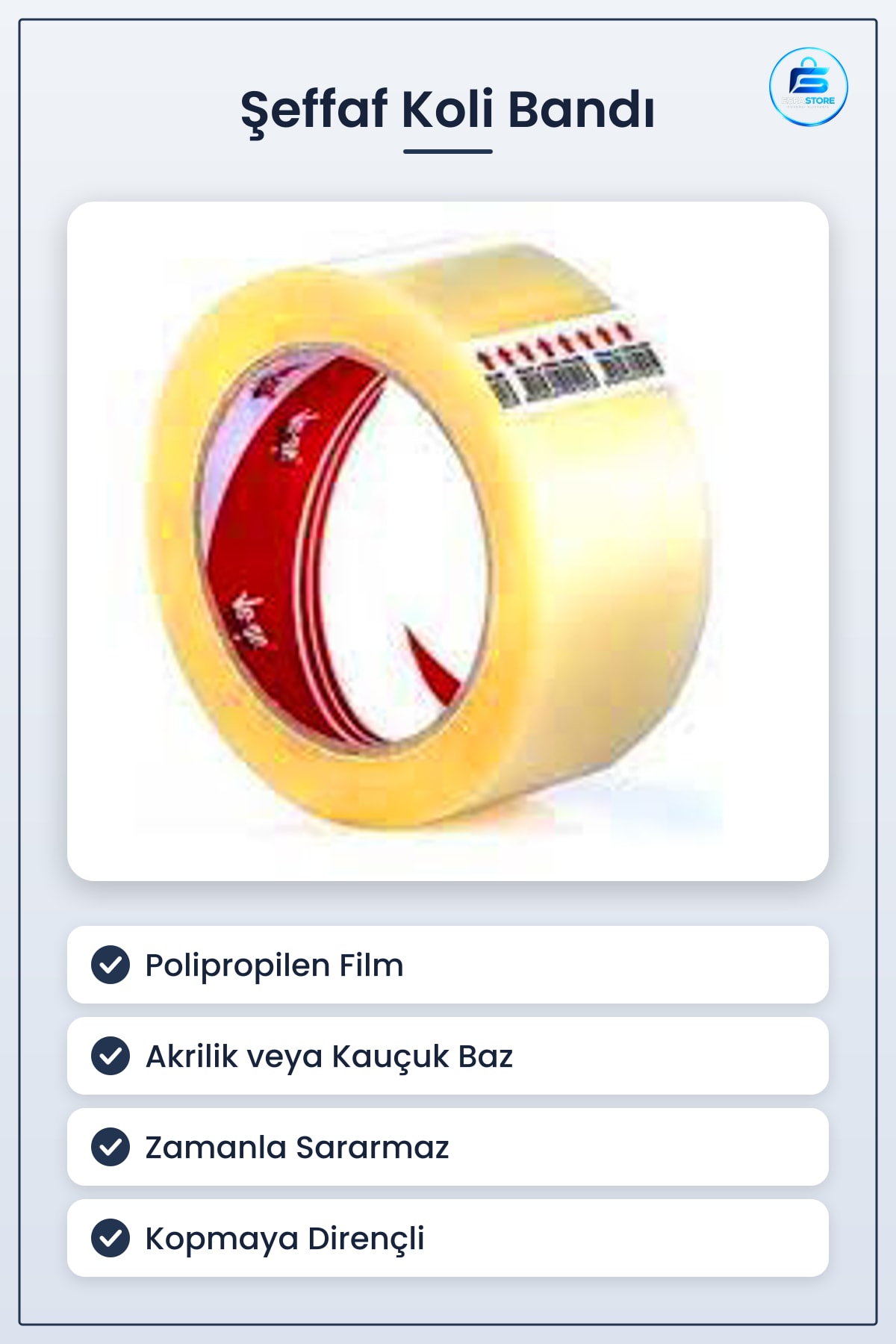 Şeffaf Koli Bandı Ambalaj Kutu Kapatma Ev Ofis Depo Paketleme Dayanıklı Yapışkanlı Bant