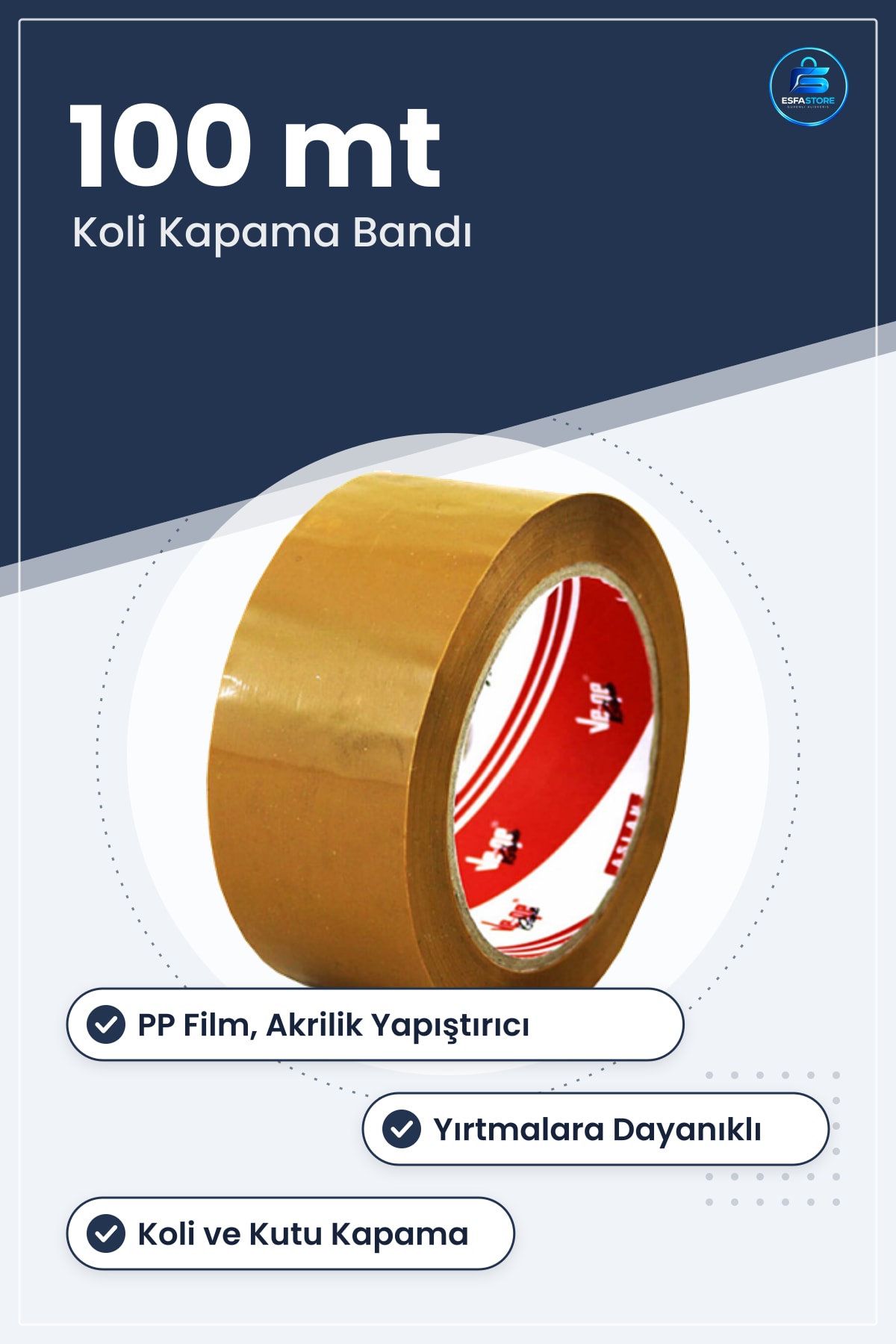 Taba Bant Koli 45x100mt Kutu Ambalaj Kapama Yapışkan PP Film Dayanıklı Nakliye Bandı