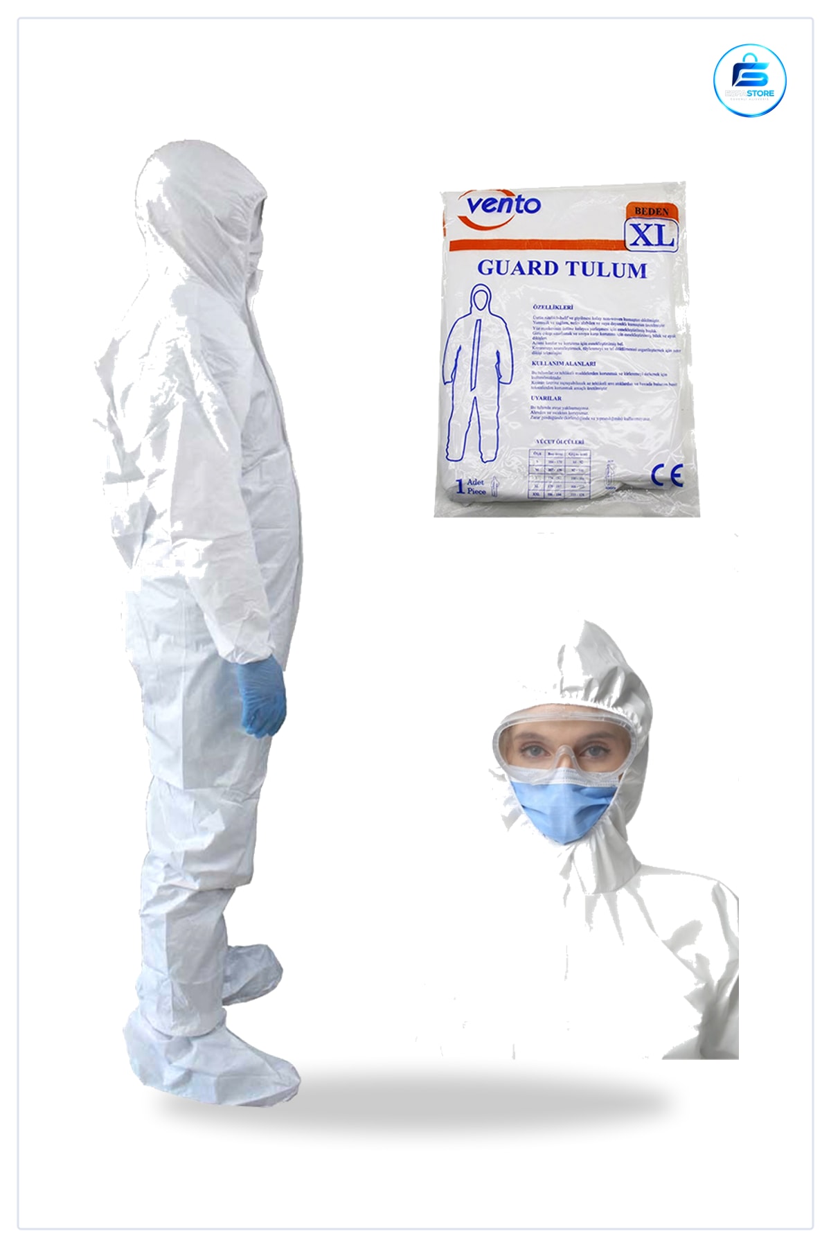 Koruyucu Tulum İş Güvenliği Elbisesi Non Woven Beyaz XL Hafif Nefes Alabilir Kapüşonlu Endüstriyel