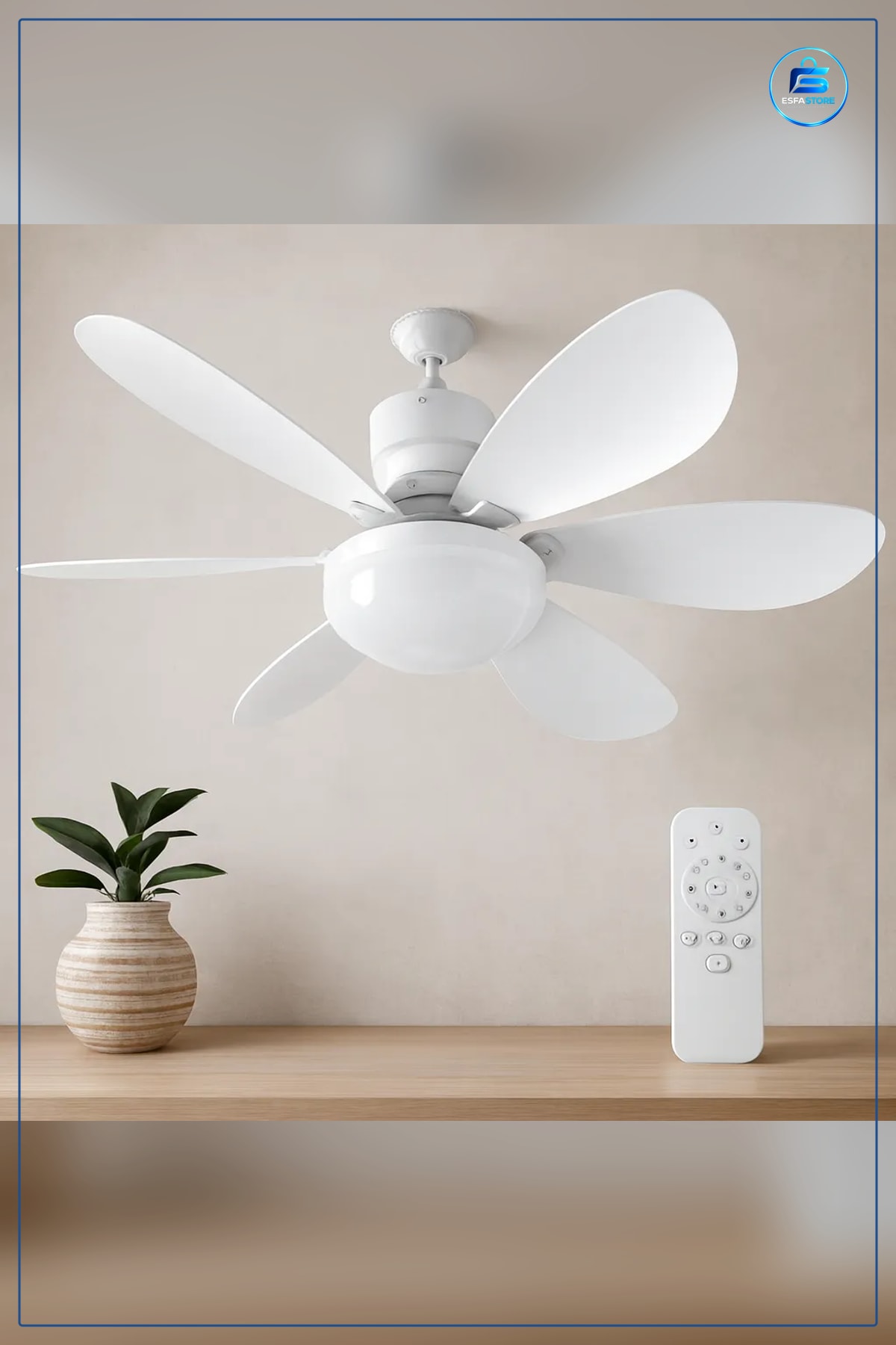Tavan Vantilatörü 6 Kanatlı Kumandalı 2in1 Avize 40W Aydınlatma Salon Yatak Odası Serinletici