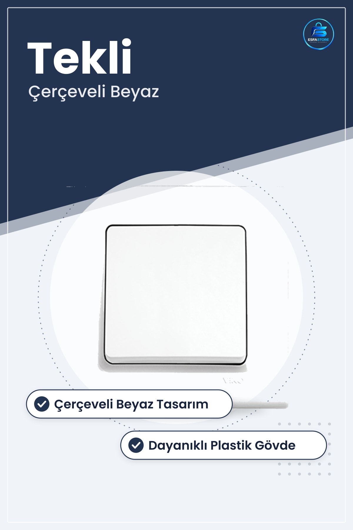 Lamba Anahtarı Çerçeveli Beyaz Tekli Duvar Tipi Linnera S Salon Yatak Odası Koridor Ofis