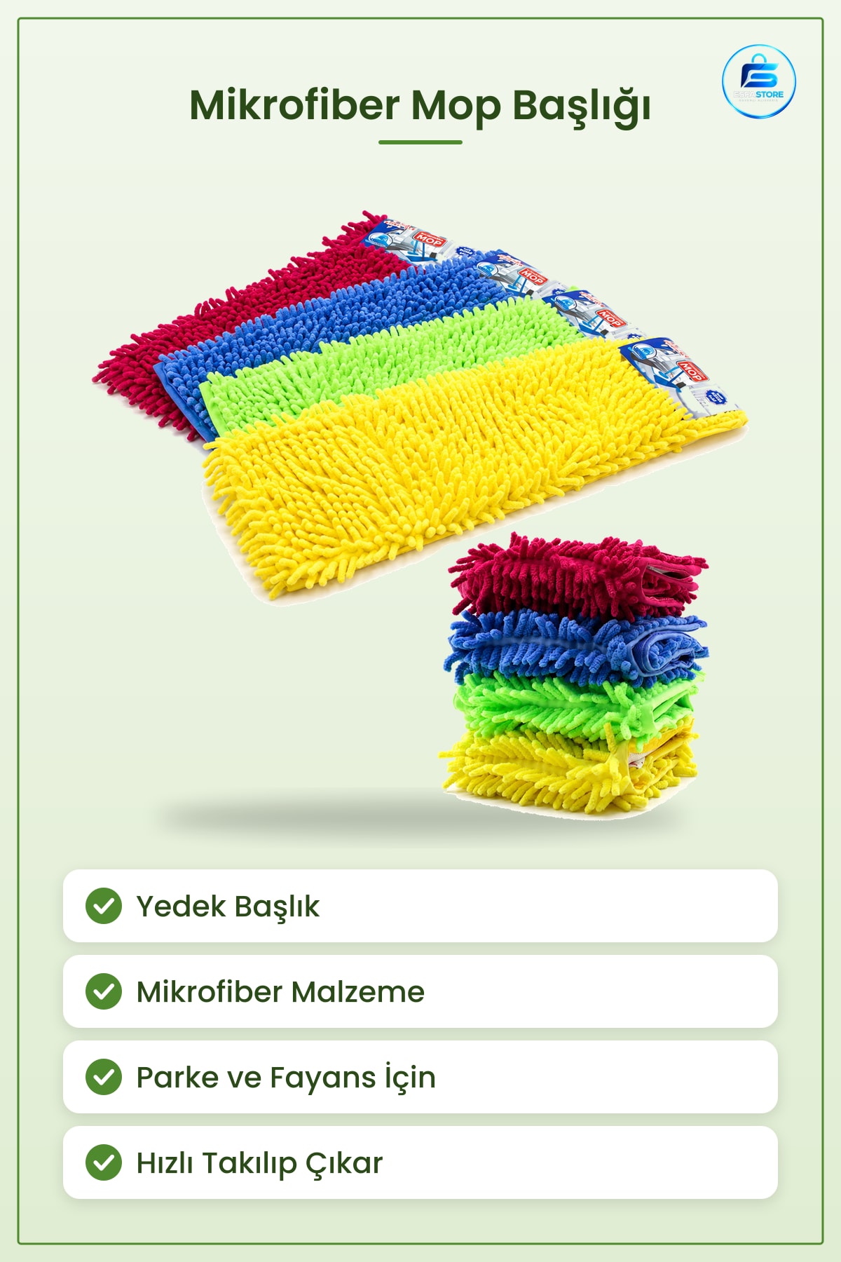 Mikrofiber Makarna Mop Yedek Başlık Paspas Zemin Temizlik Parke Seramik Fayans Laminat Pratik
