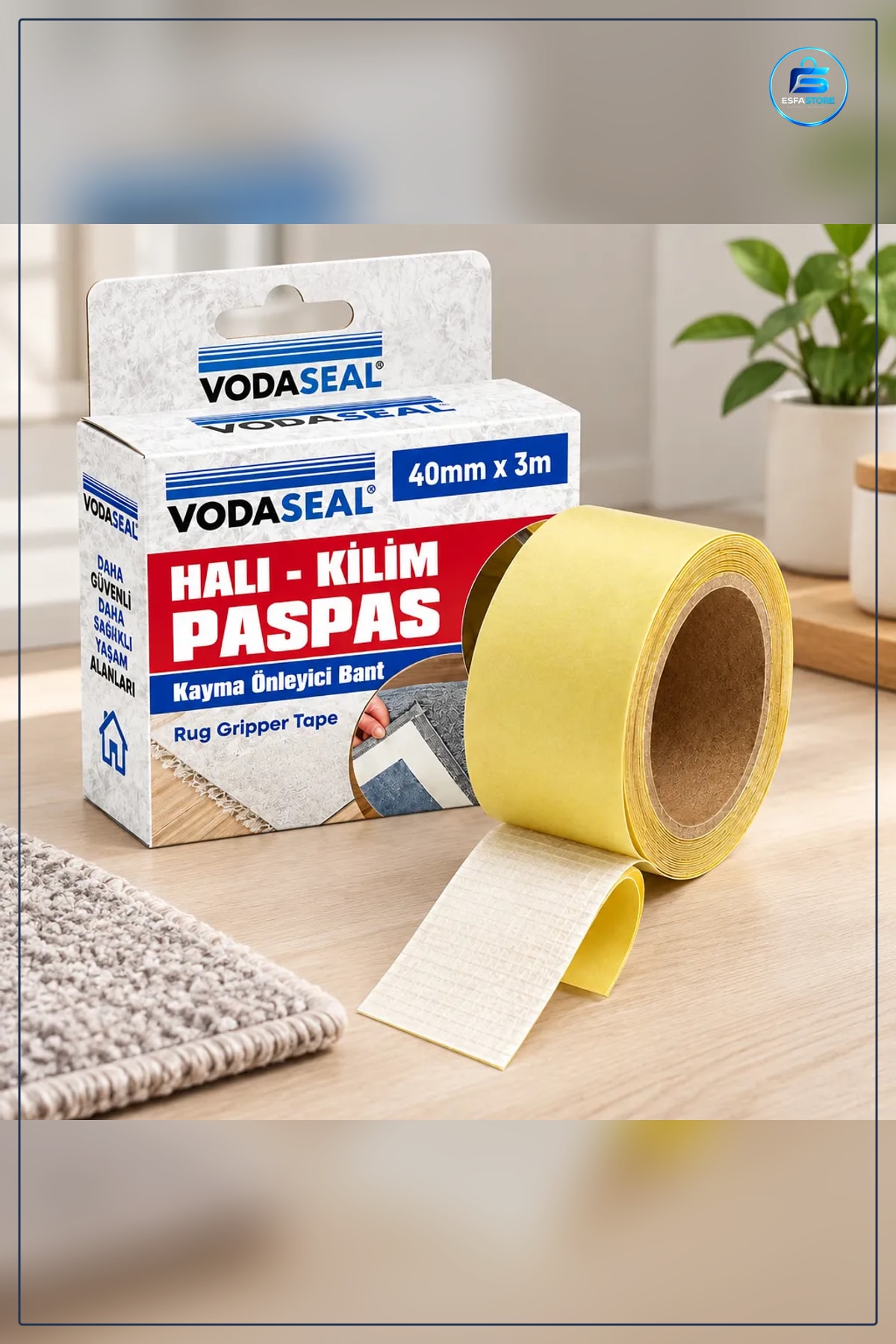 Halı Kilim Paspas Kaydırmaz Yapıştırıcı Bant 40mm x 3m Merdiven Yolluk Güvenlik Şeridi Dayanıklı