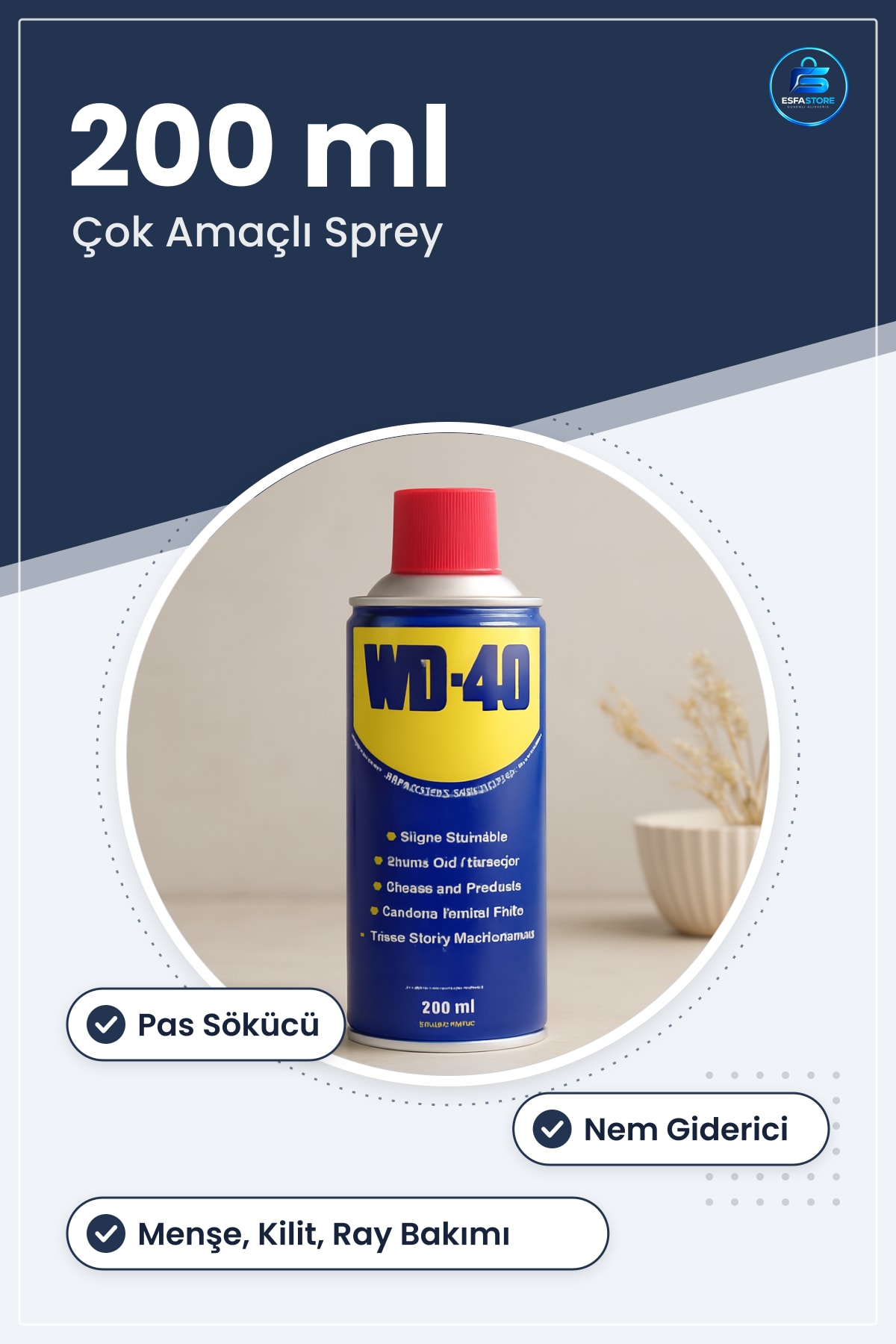 Sprey Sıvı Yağlayıcı 200 ml Çok Amaçlı Pas Sökücü Nem Giderici Menteşe Kilit Ray Bakım