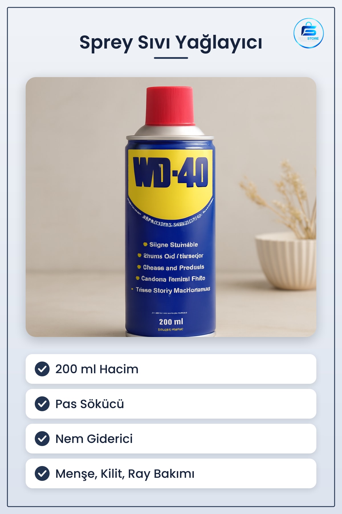 Sprey Sıvı Yağlayıcı 200 ml Çok Amaçlı Pas Sökücü Nem Giderici Menteşe Kilit Ray Bakım
