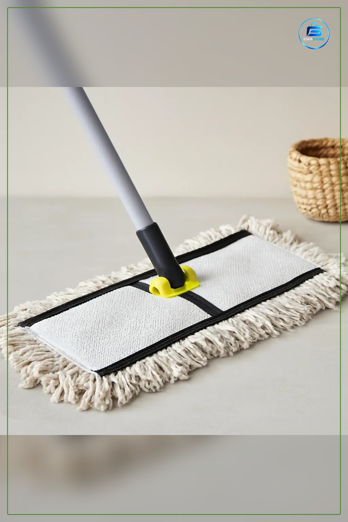 Nemli Mop Yedek İpli Paspas 60 cm Mikrofiber Pamuk Karışımı Sert Zemin Temizlik Kolay Bakım