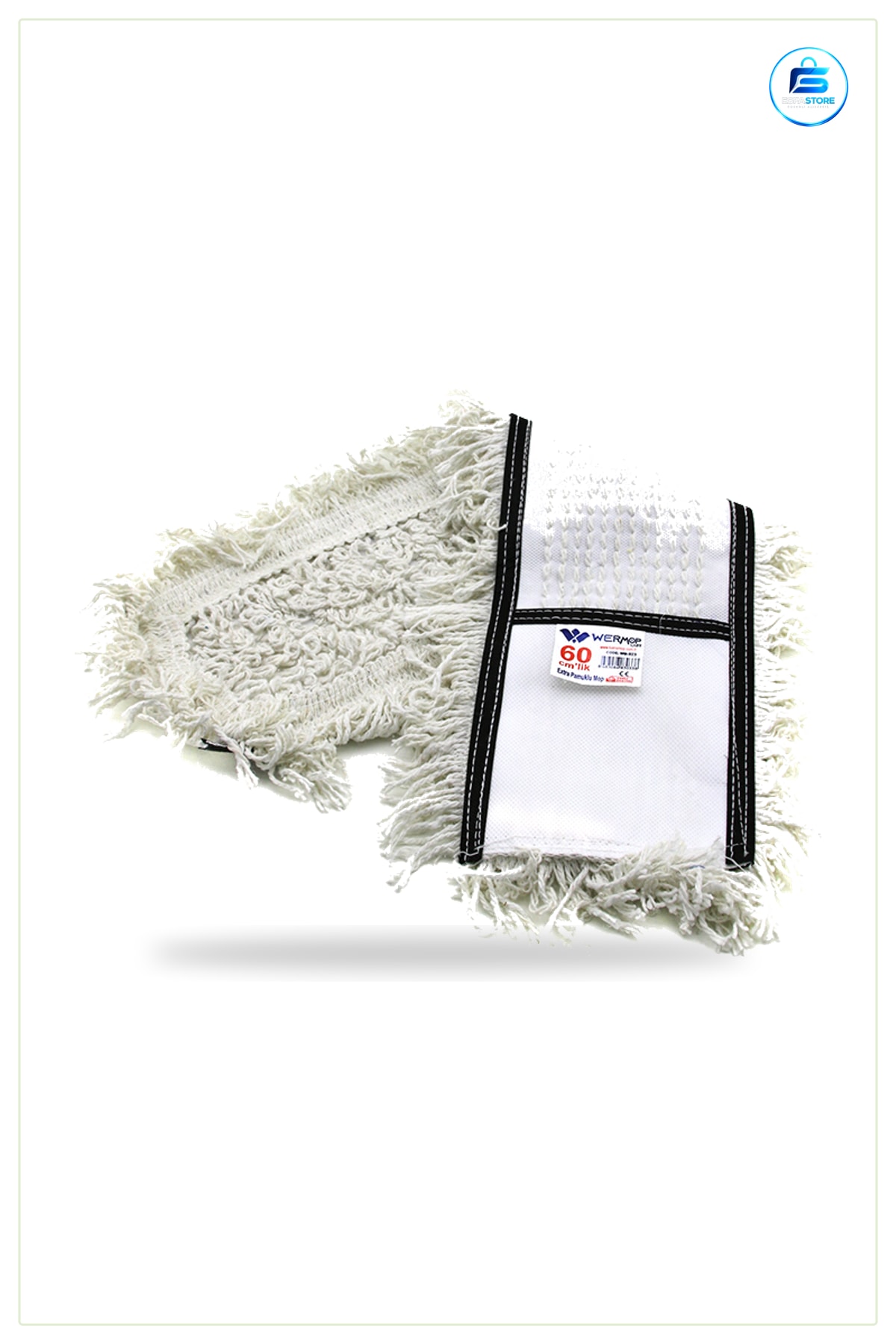 Nemli Mop Yedek İpli Paspas 60 cm Mikrofiber Pamuk Karışımı Sert Zemin Temizlik Kolay Bakım