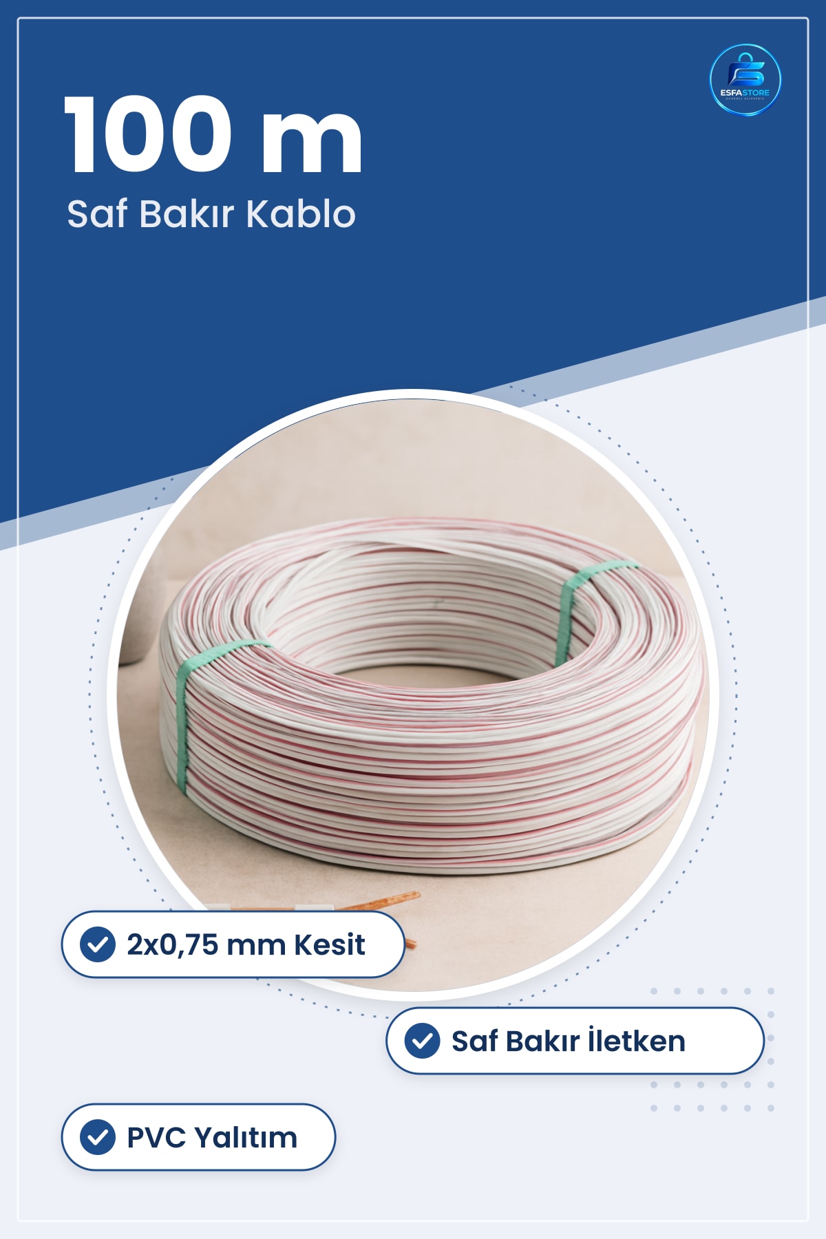 Hoparlör Ses Kablosu 2x0,75 mm 100 m Saf Bakır PVC Ev Sinema Stüdyo Amplifikatör Ekonomik Esnek
