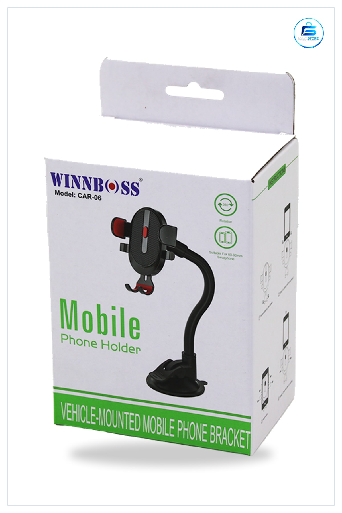 Araç Telefon Tutucu ° Vantuzlu Ayarlı Esnek Kollu Cam Gösterge Paneli Kıskacı Silikon Pedli