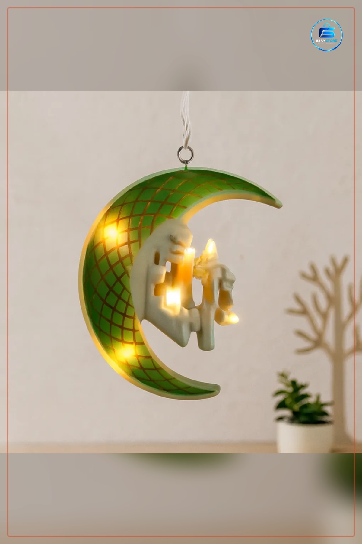 Ramazan LED Perde Lamba 3m Fişli Eklemeli Yeşil Hilal Cami Yıldız Dekoratif Işık Süsü Ev Dekoru