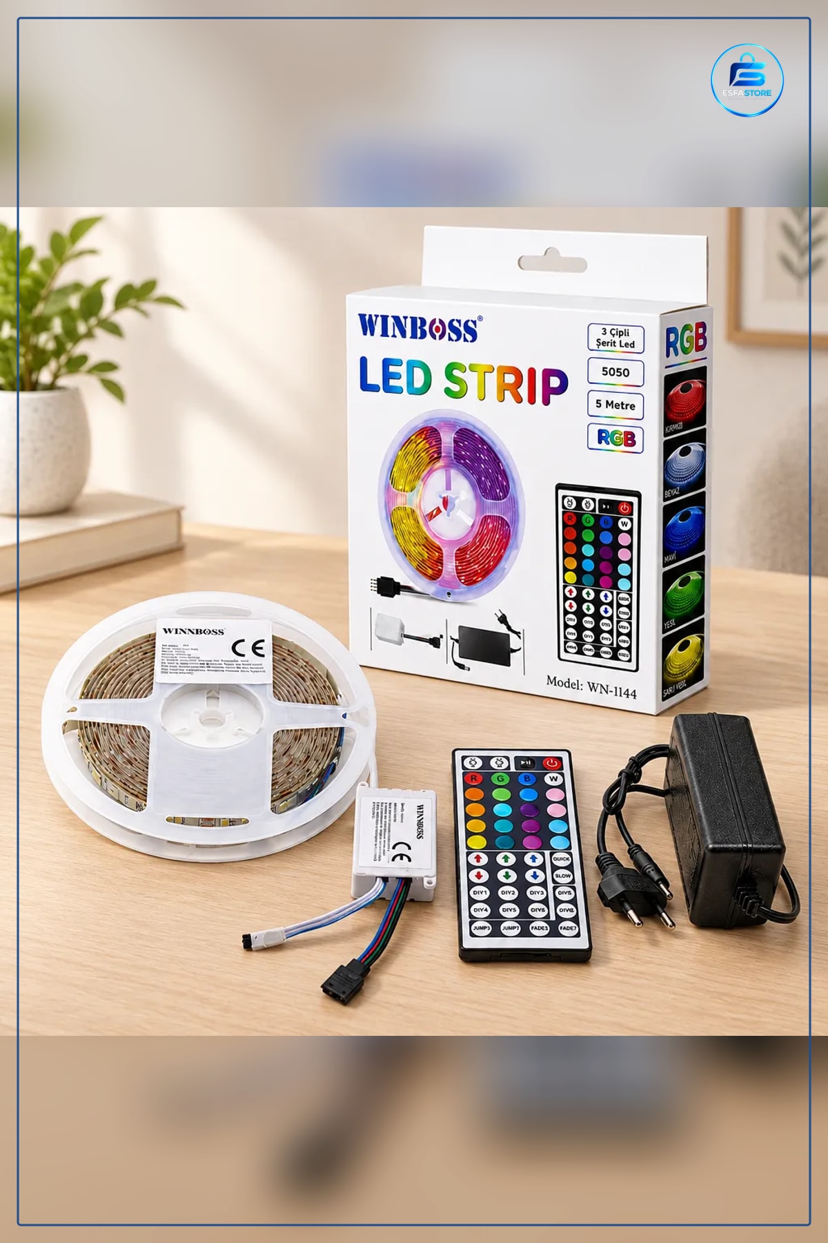 RGB Şerit Işık 5m 54 LED/m SMD 3 Çipli Kumandalı Akıllı Aydınlatma Ev Dekorasyonu
