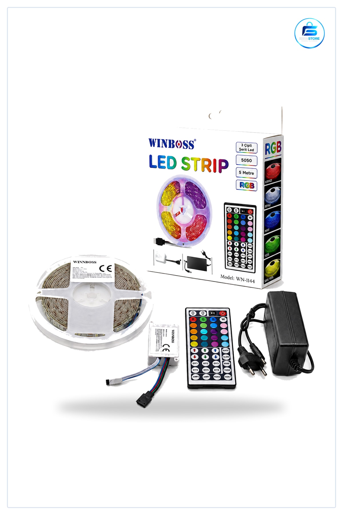 RGB Şerit Işık 5m 54 LED/m SMD 3 Çipli Kumandalı Akıllı Aydınlatma Ev Dekorasyonu