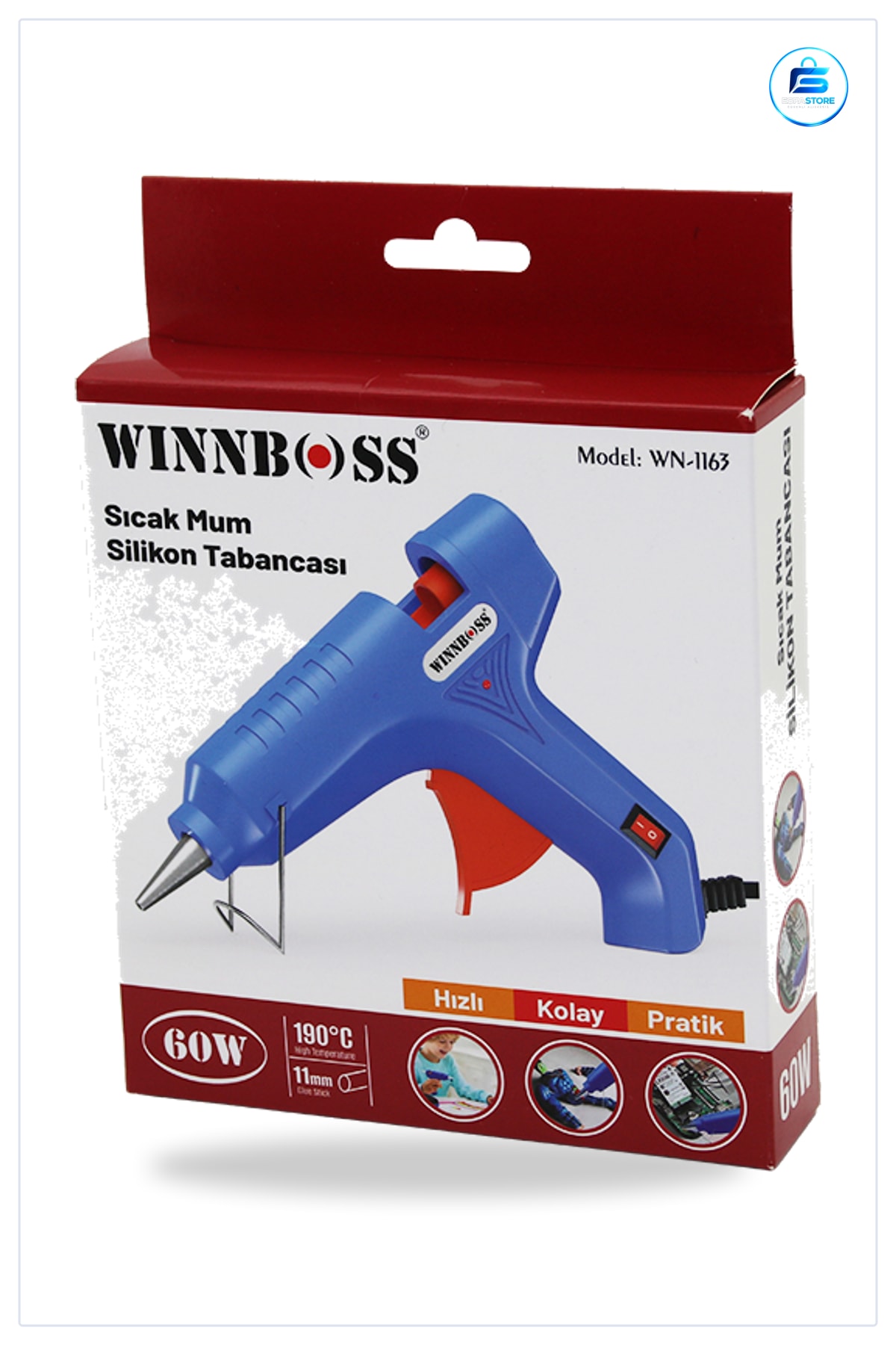 Sıcak Silikon Tabancası 60W °C 11mm Çubuk Uyumlu Anahtarlı Hobi Tamir Yapıştırma Aracı