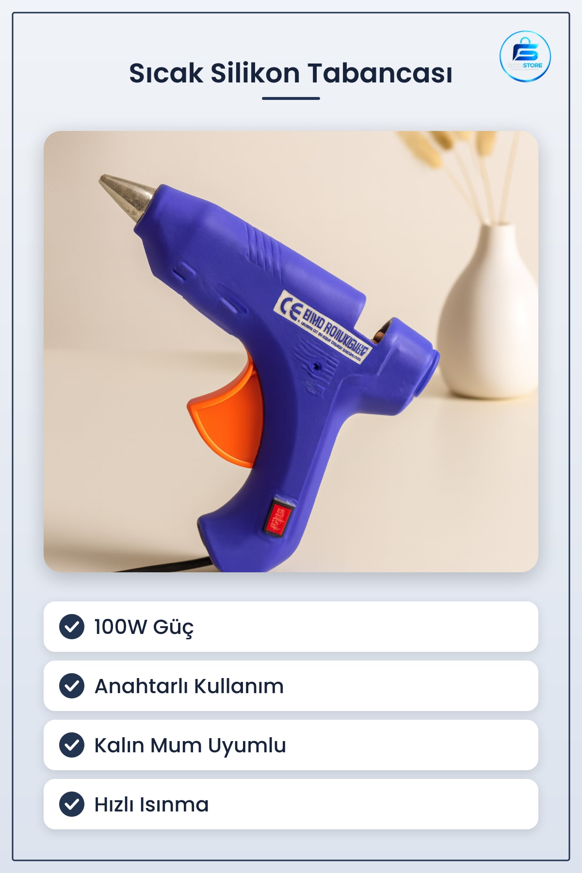 Silikon Tabancası 100W Anahtarlı Kalın Mum Uyumlu Sıcak Yapıştırma Hobi Tamirat Dekorasyon Ahşap