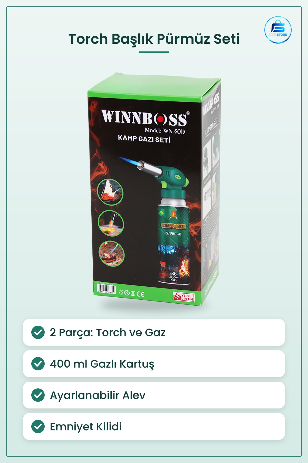 Pürmüz Seti 2 Parça Torch Başlık 400ml Gazlı Profesyonel Kamp Ocakları Mutfak Atölye
