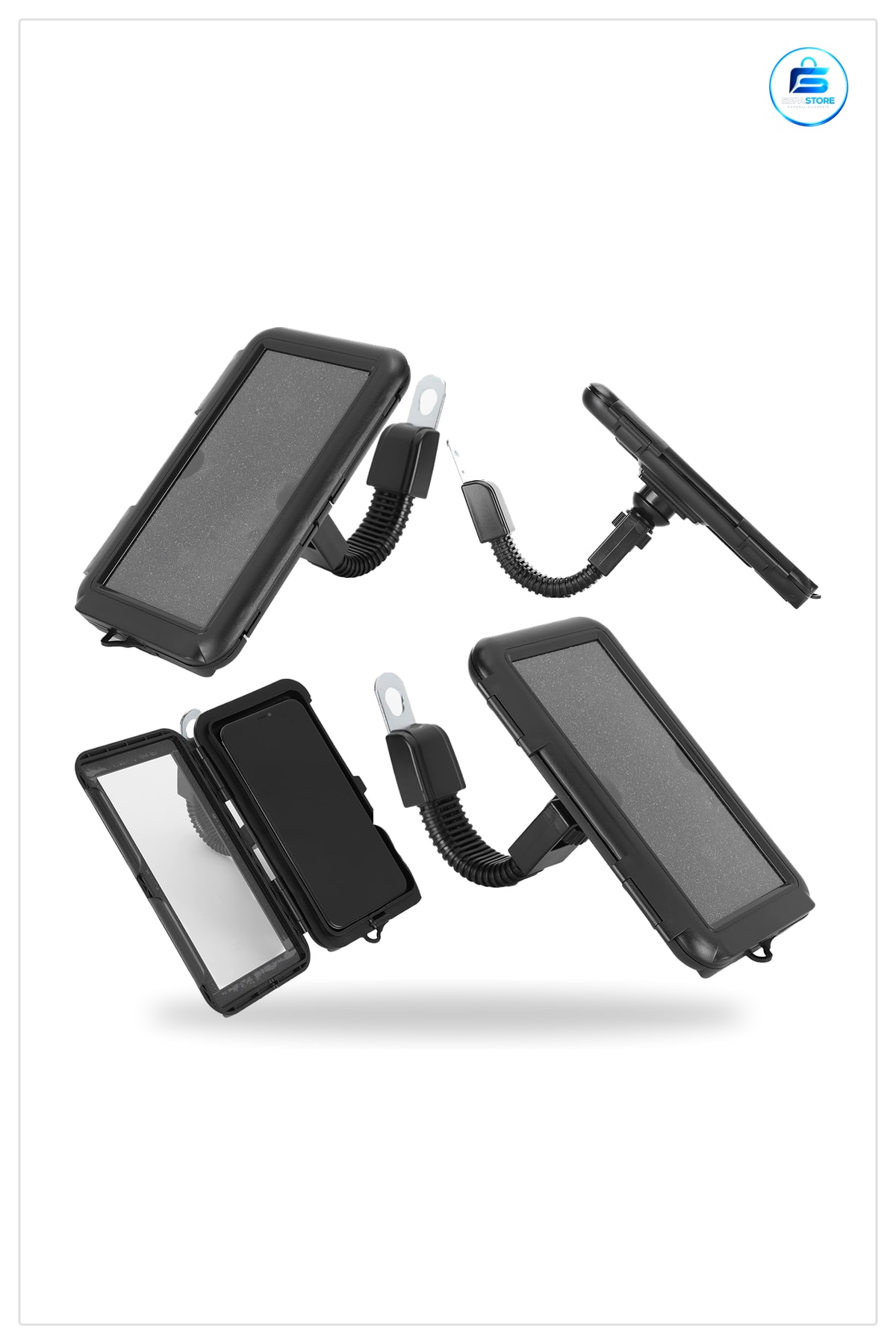 Motosiklet Smart Bar Telefon Tutucu 5.5 6.2 inç Altüminyum Gidon Silikon Pedli Esnek Mafsal