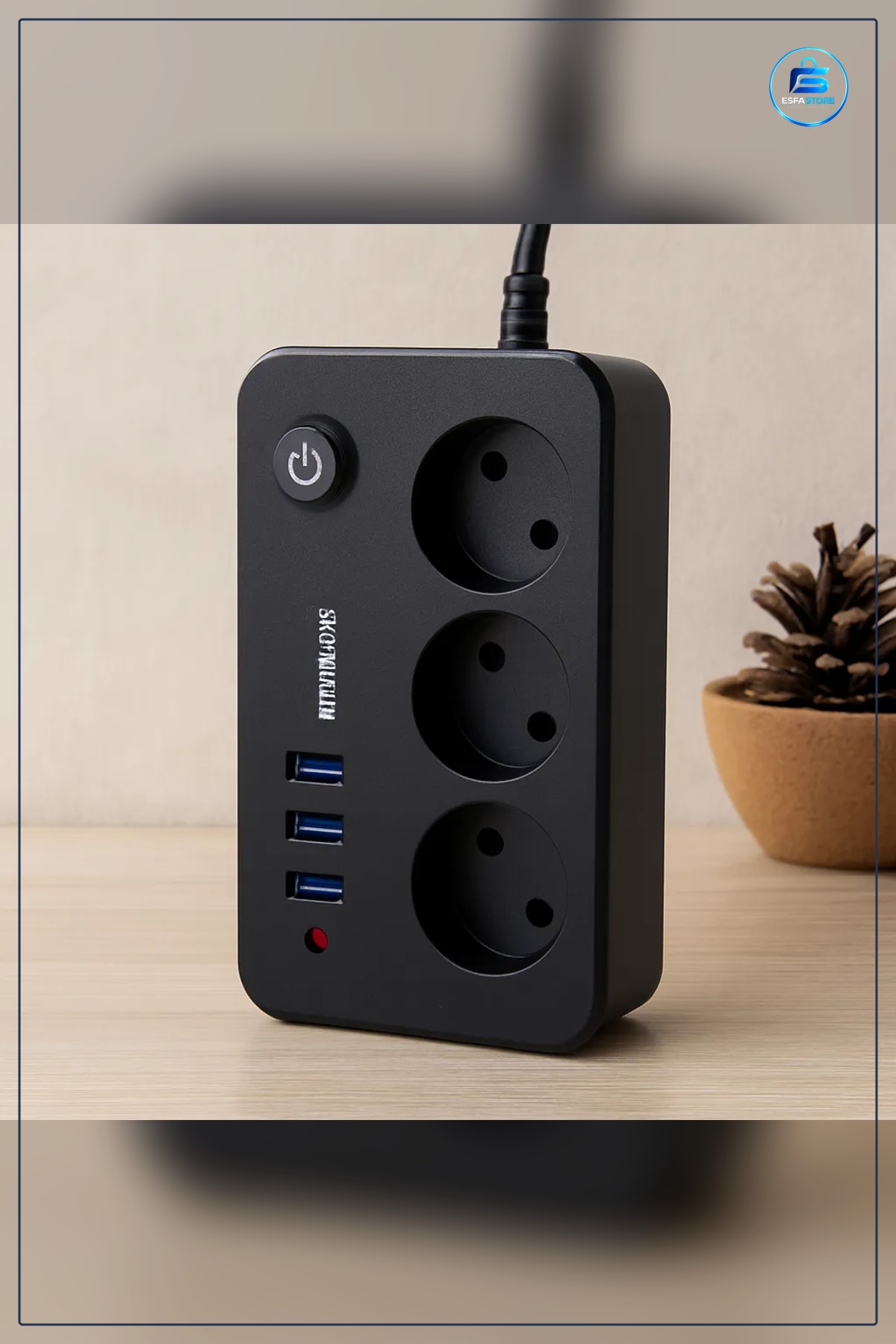 Grup Priz Uzatma Kablosu 3 Prizli USB Anahtarlı Termal Akım Korumalı Siyah 2MT Ev Ofis
