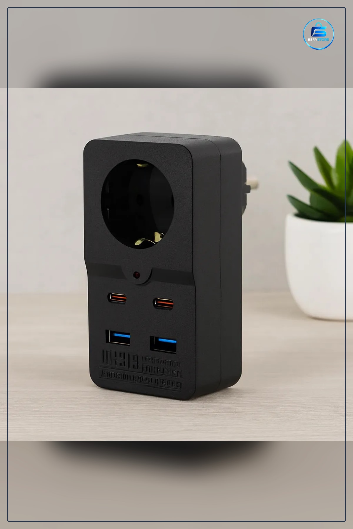 Duvar Prizi 1 Priz 2 USB Type C Siyah Termal Akım Korumalı Hızlı Şarj Ev ve Ofis Kullanımı