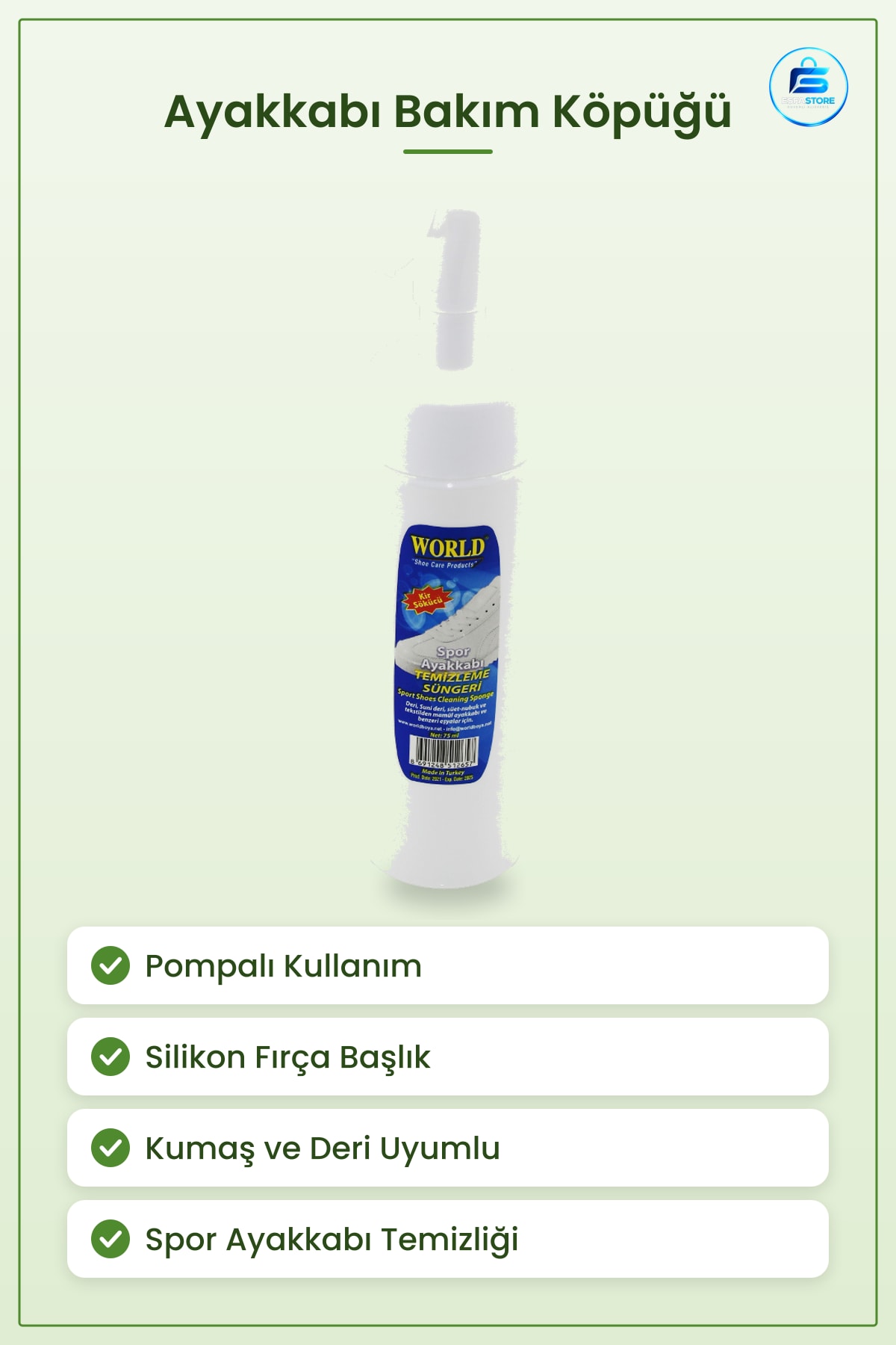 Ayakkabı Bakım Köpüğü Spor Temizleme Silikon Fırça Başlıklı Pompalı Kumaş Deri Uyumlu Kir Çözücü