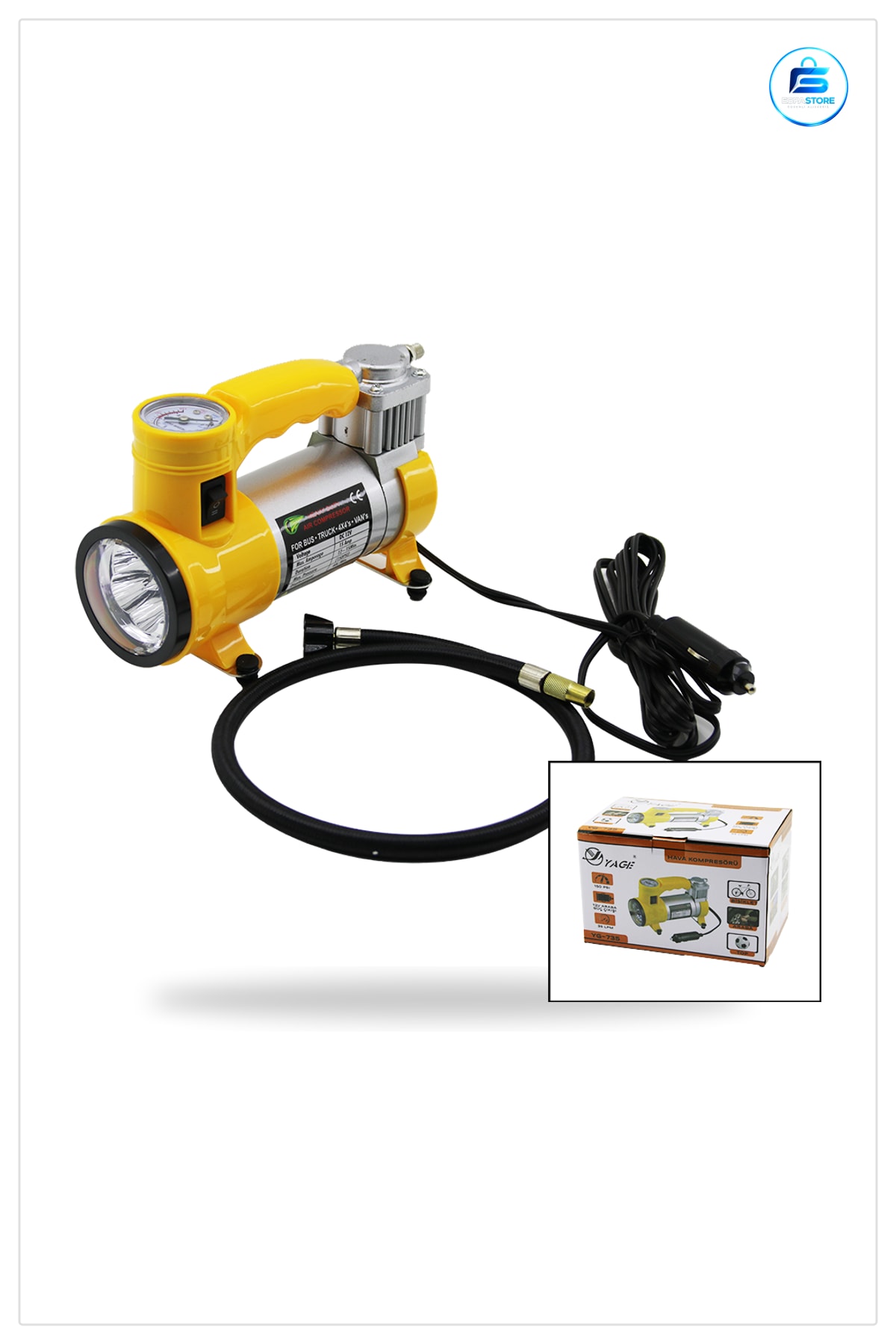 Araç Kompresörü 12V 150PSI LPM LED Fenerli Taşınabilir Lastik Şişirme Pompası Oto Hava