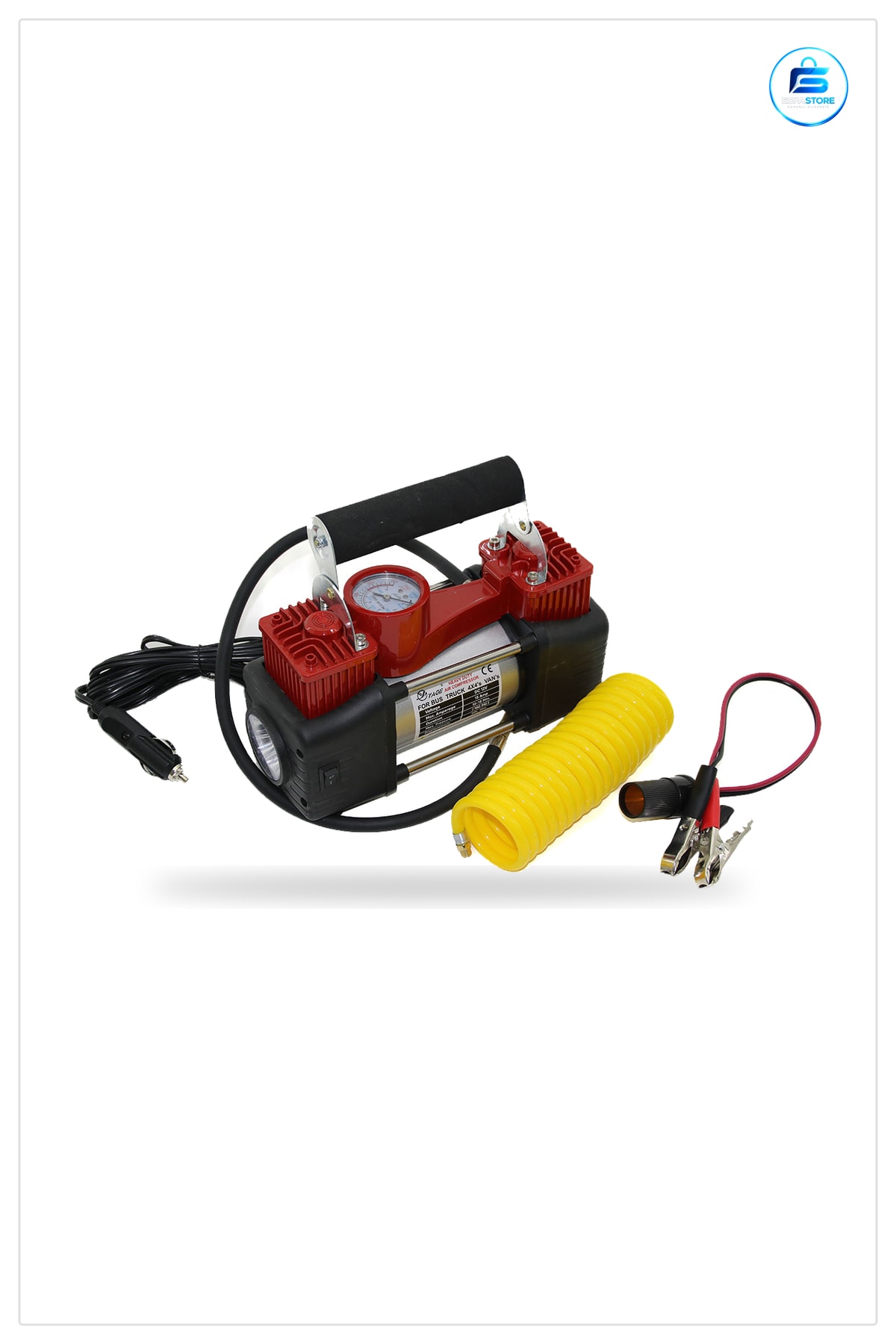 Araç Kompresörü 12V Çift Silindir 150 PSI Fenerli Bar Göstergeli Oto Lastik Şışirme Motosiklet