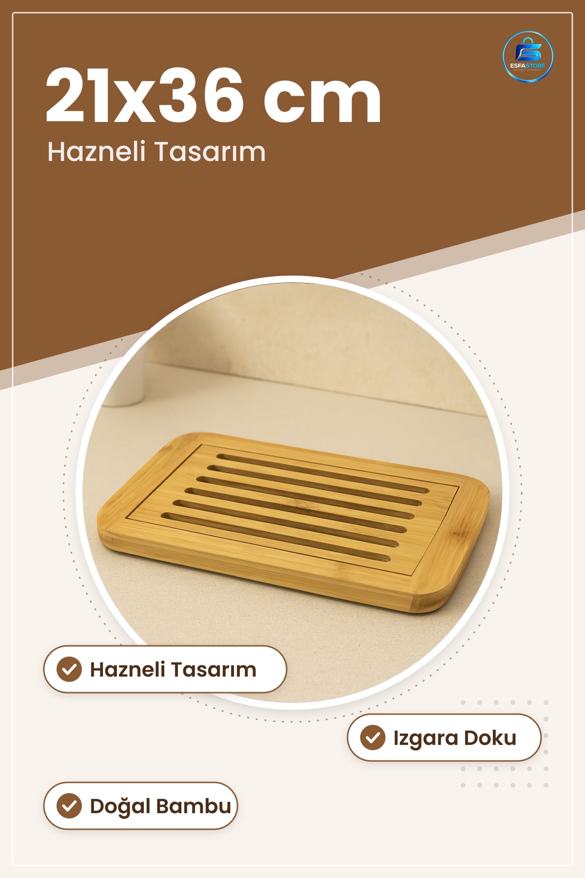 Bambu Kesim Panosu 21x36 cm Hazneli Izgaralı Kesme Tahtası Mutfak Ekmek Et Sebze Meyve Doğrama